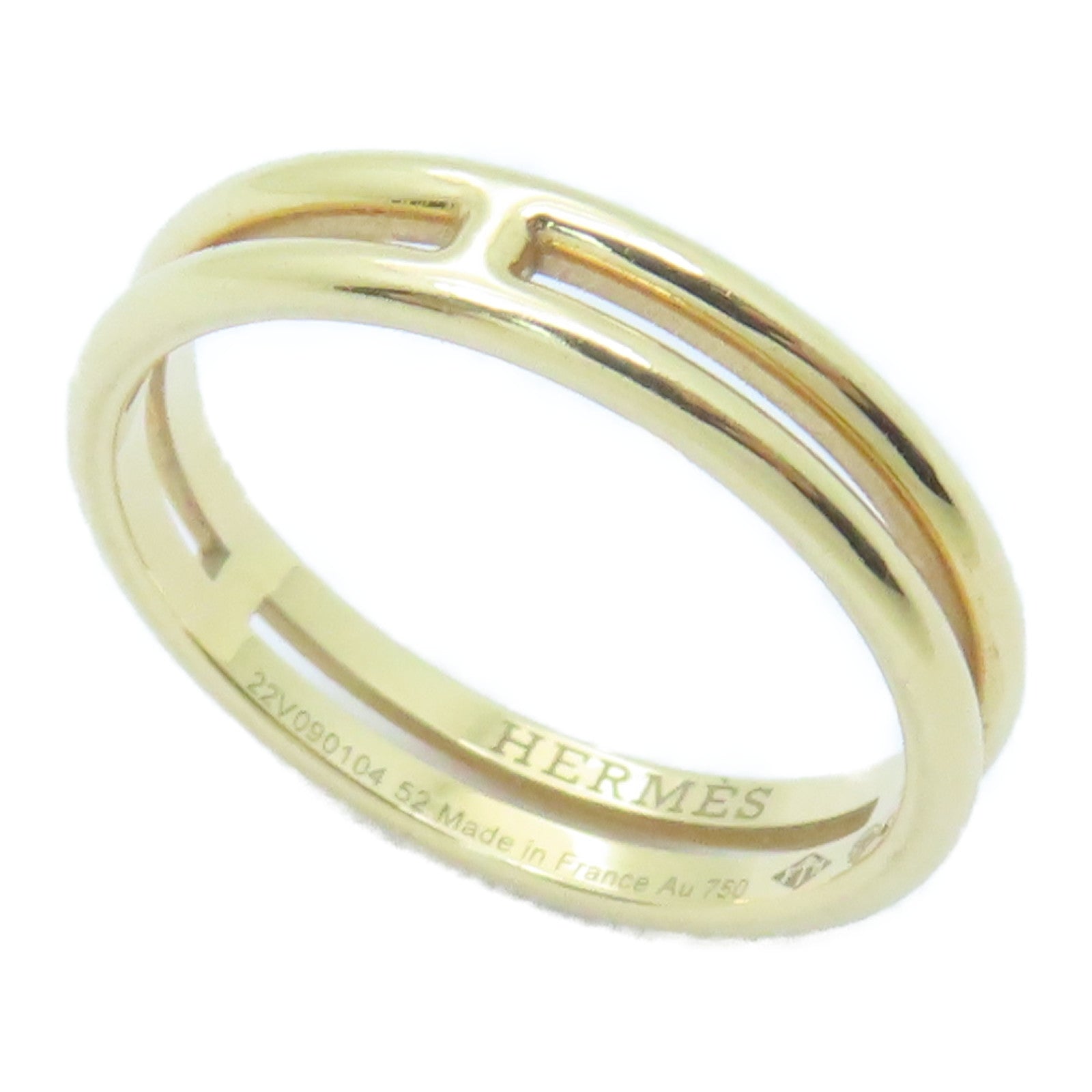 HERMES 18K黃金Ariane Wedding Band Ring戒指#52/US#6.25