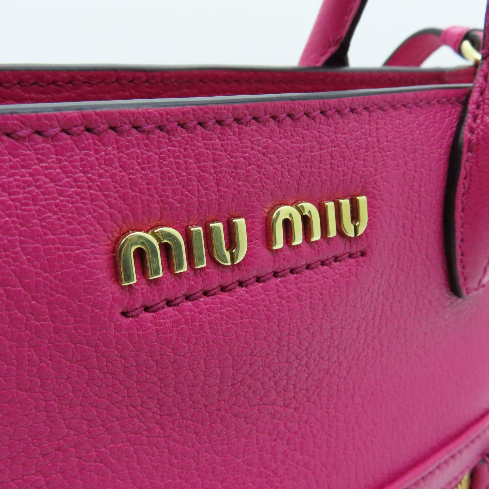 Miu Miu cowhide leather 2 Way Shoulder gold buckle handle shoulder bag pink