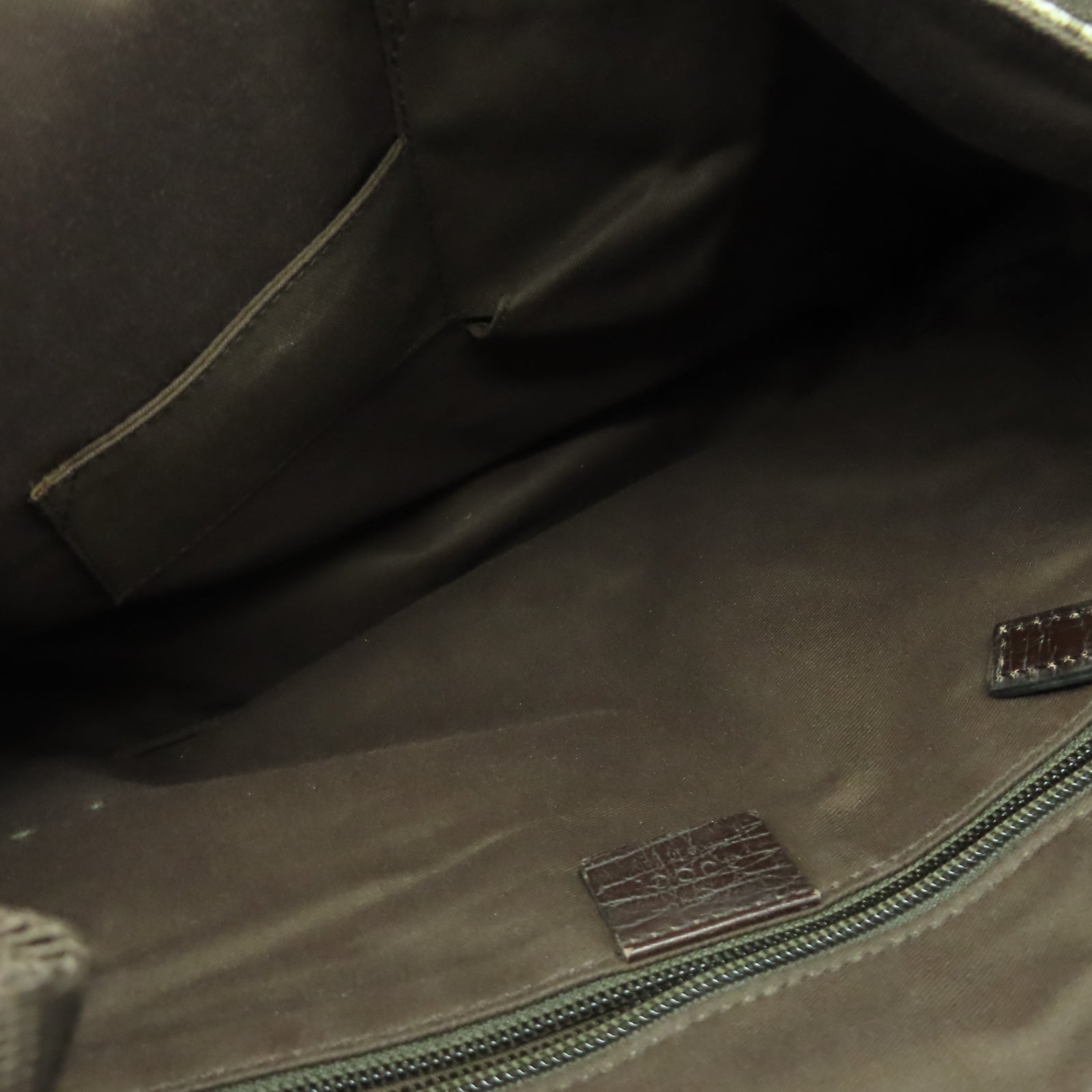 GUCCI 塗層帆布Shoulder Bag銀扣肩背袋棕色