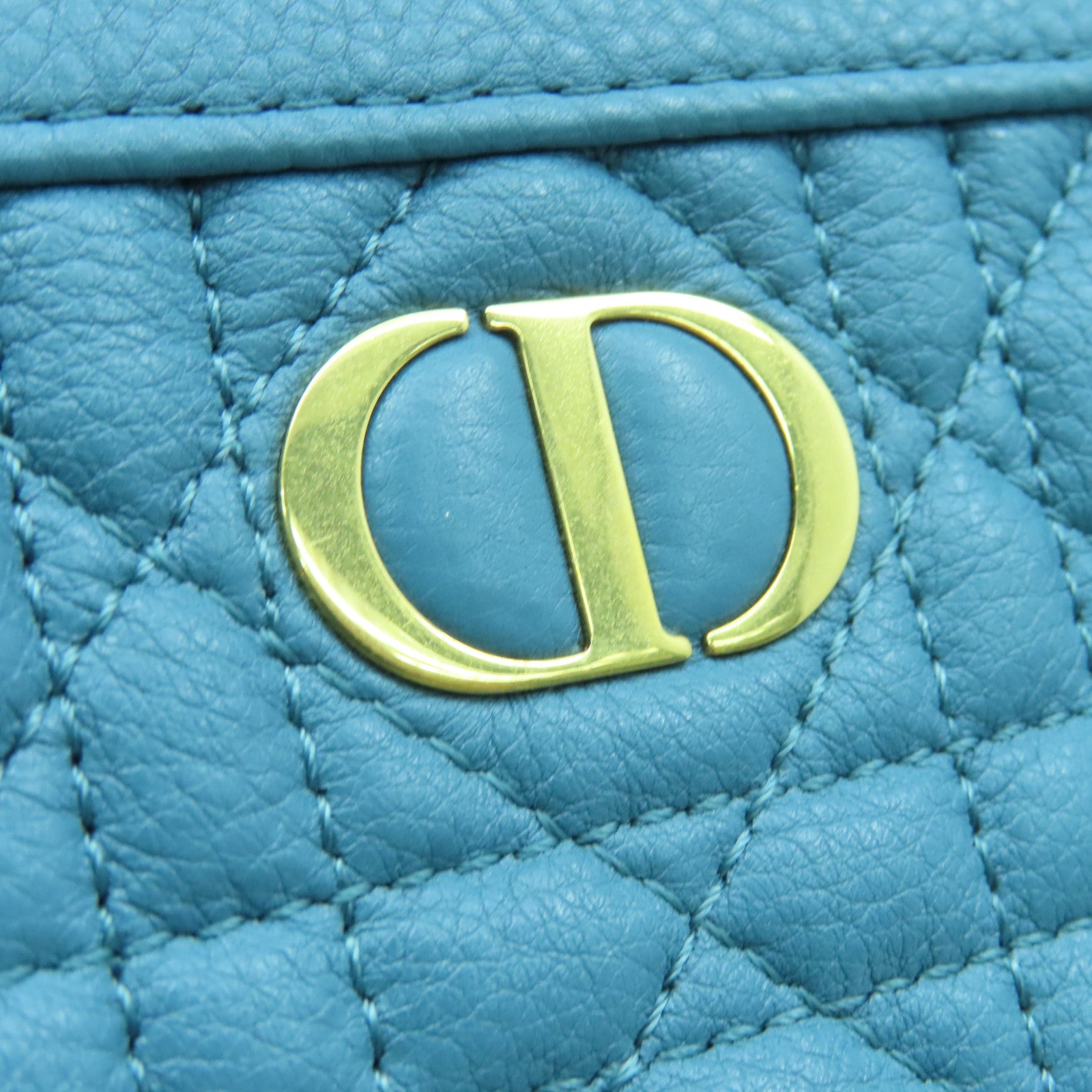 Dior cowhide leather Chain Shoulder gold buckle chain shoulder bag blue