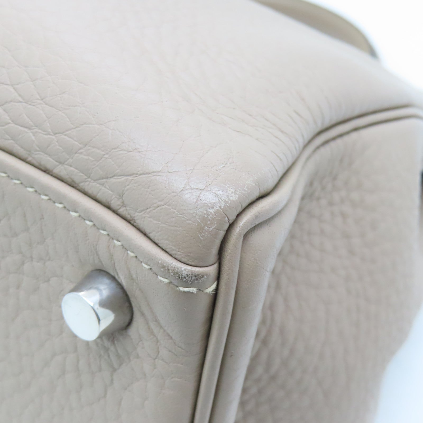 HERMES Togo皮革Kelly 35銀扣手挽袋米色