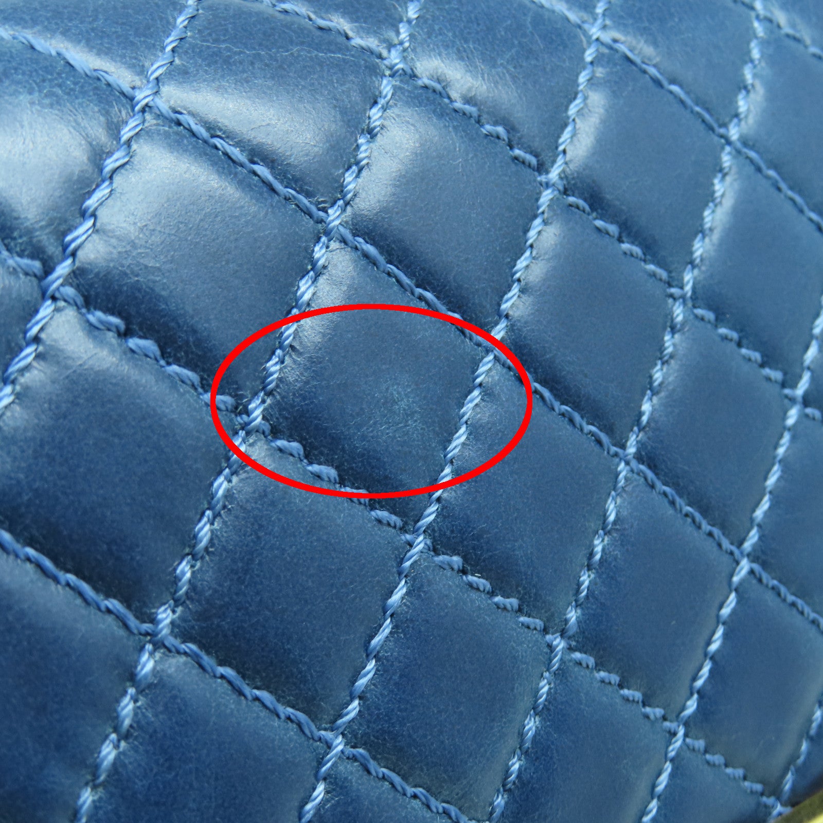 CHANEL 【激減優惠】菱格牛皮皮革Chain Shoulder金扣鏈帶肩背袋藍色