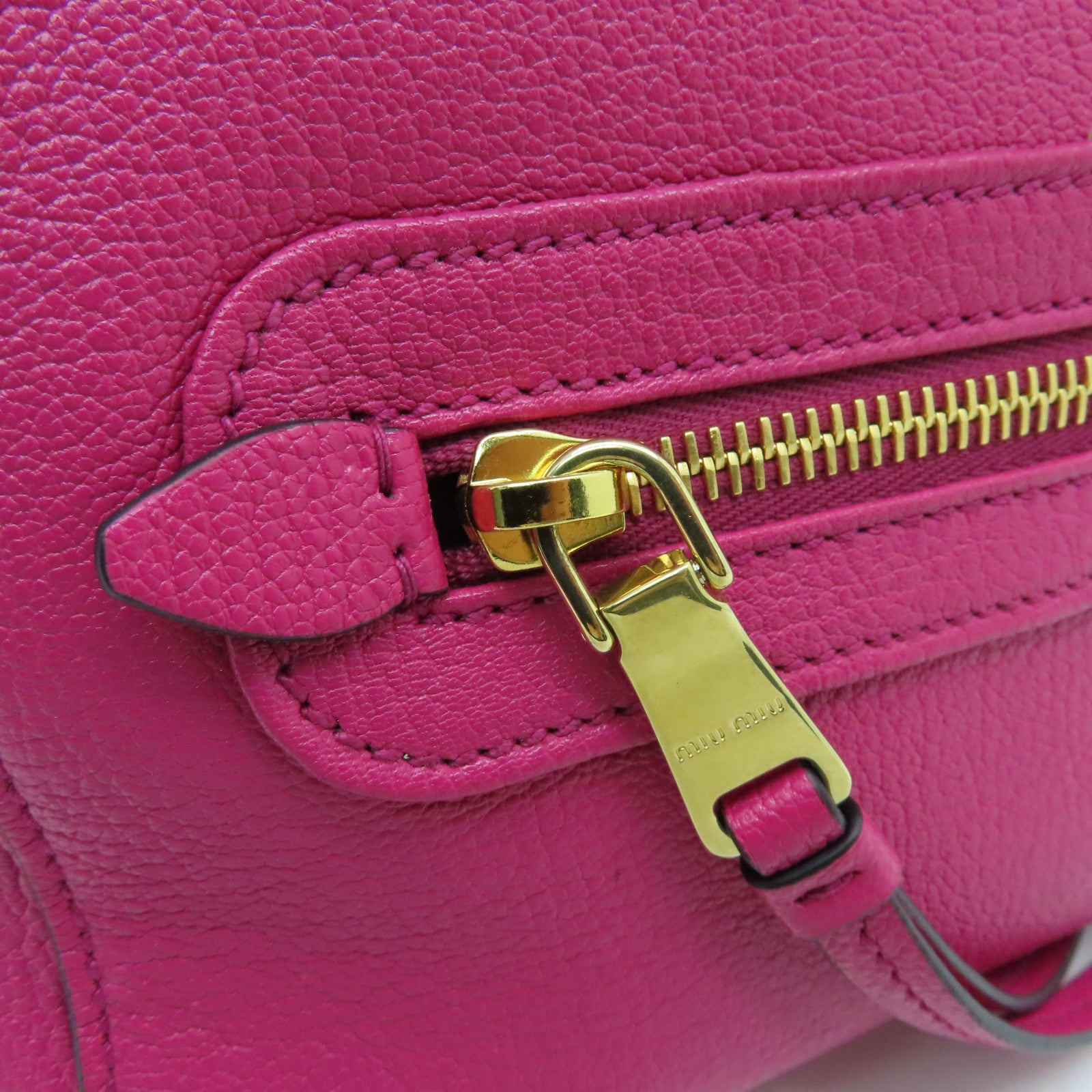 Miu Miu cowhide leather 2 Way Shoulder gold buckle handle shoulder bag pink