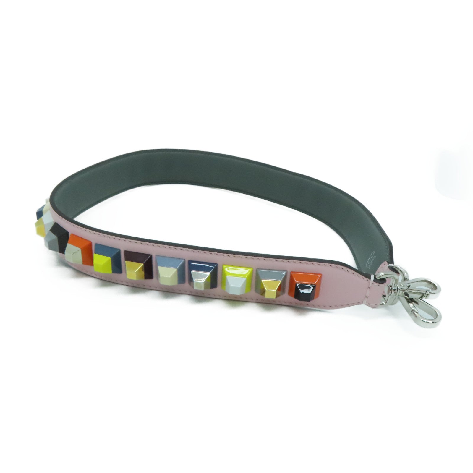 FENDI 牛皮皮革Shoulder Strap银扣肩背带粉红色