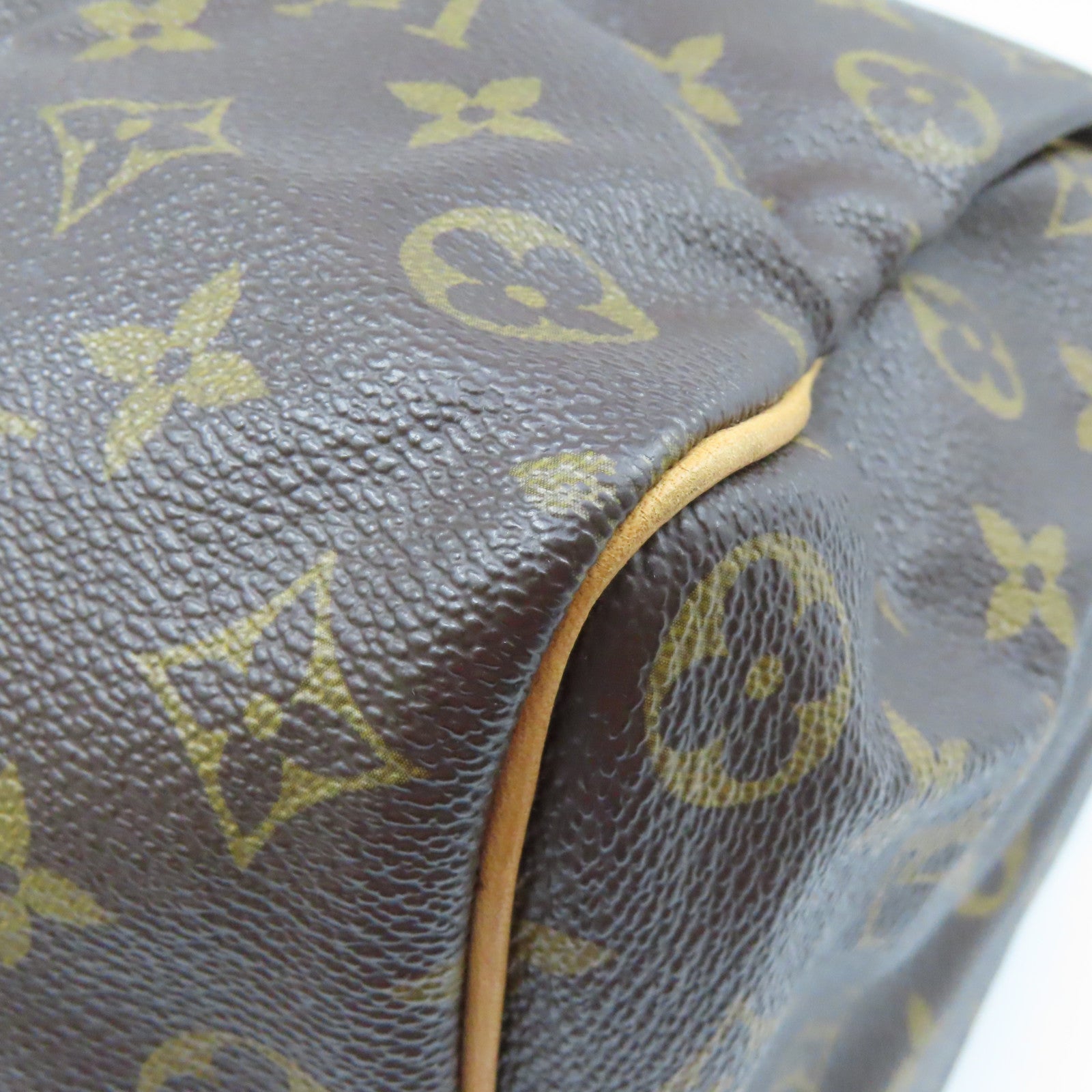 LOUIS VUITTON Monogram Speedy 35 Gold Buckle Handle Bag Brown