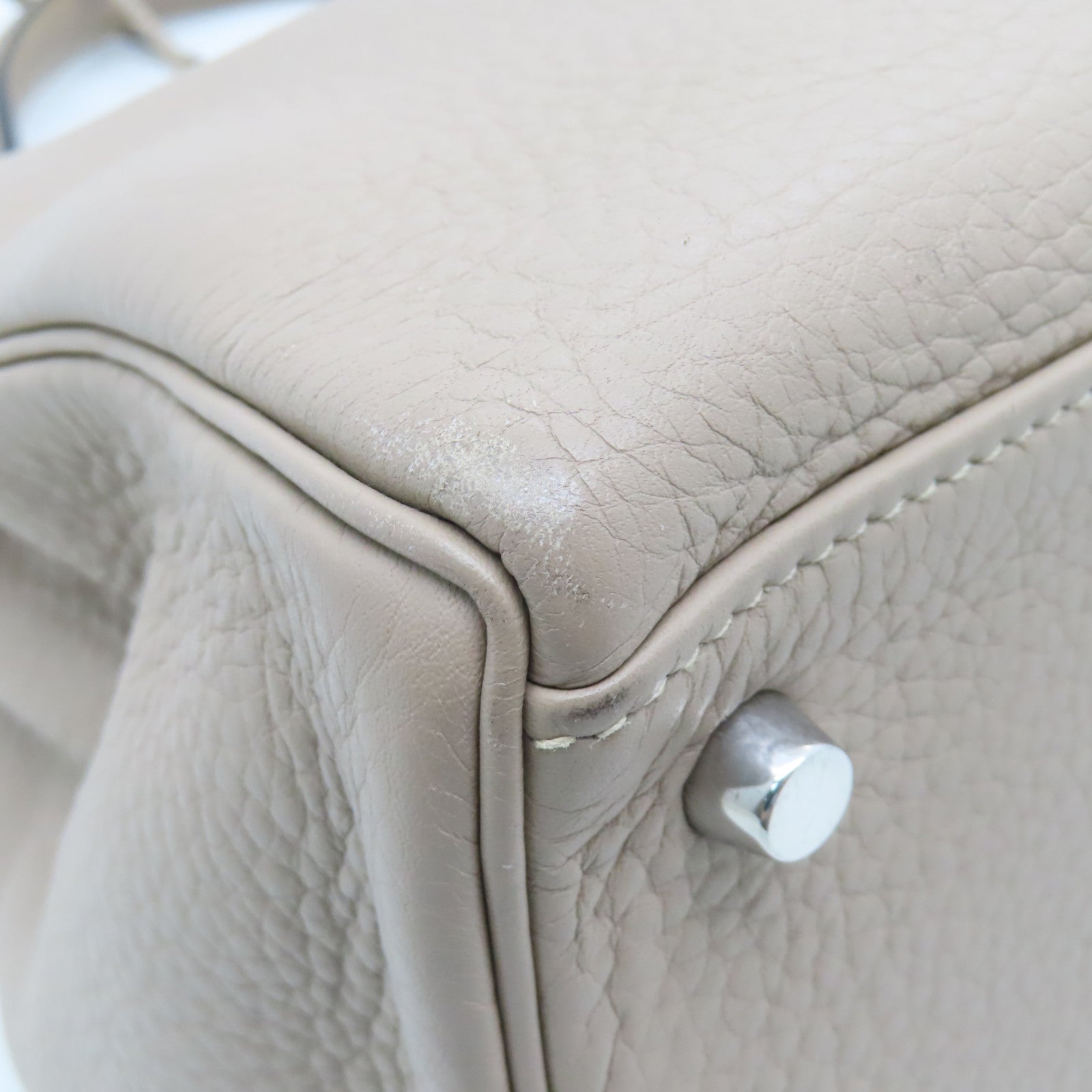 HERMES Togo皮革Kelly 35銀扣手挽袋米色