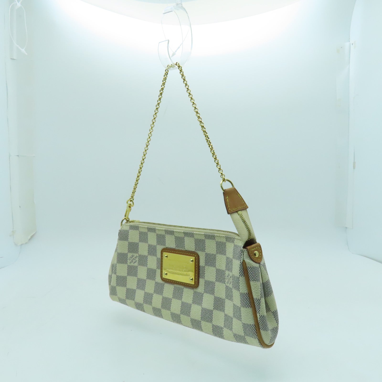 LOUIS VUITTON Damier Azur Eva金扣手挽肩背兩用袋白色