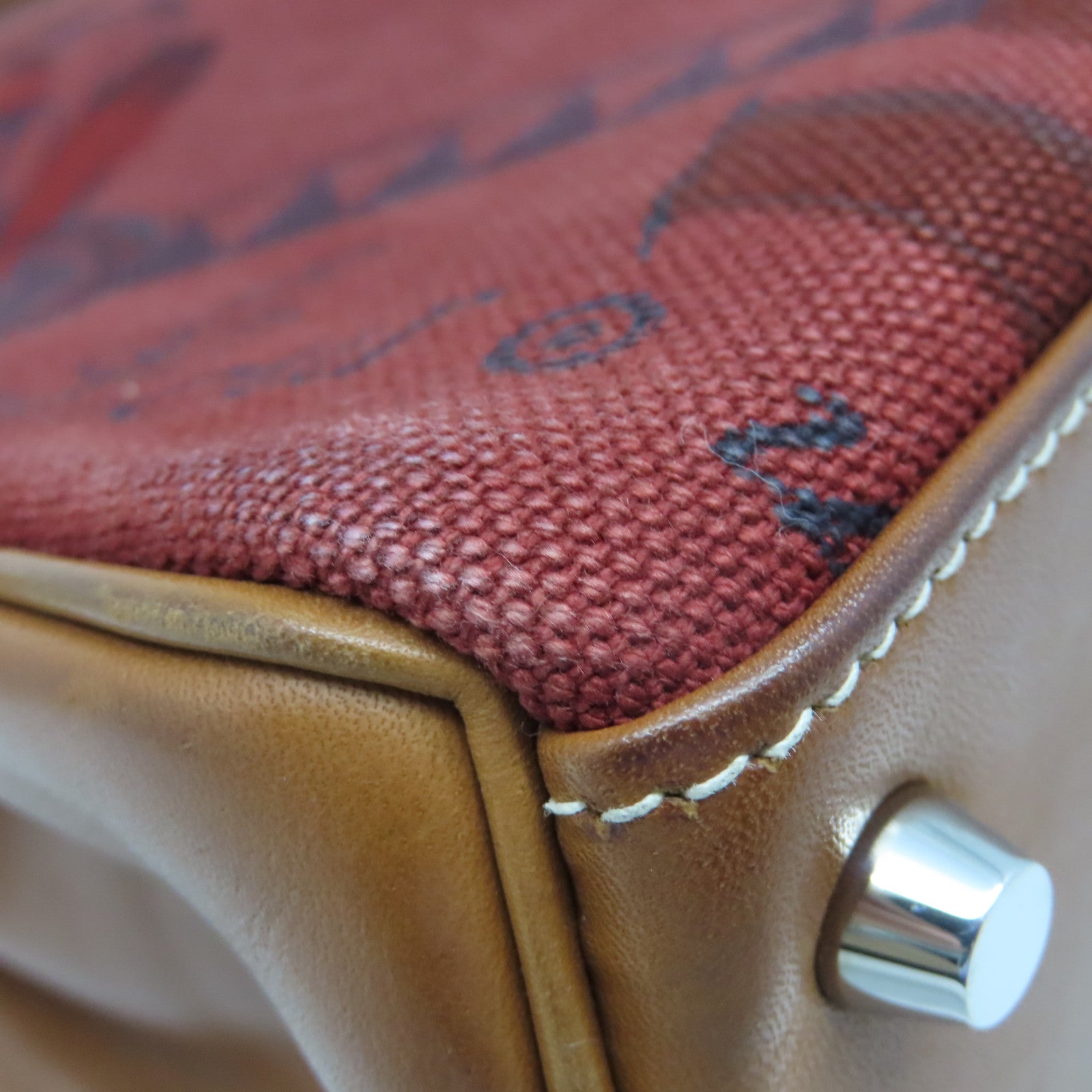 HERMES Canvas Retourne帆布/牛皮皮革Kelly 28 Limited Edition Of Horse銀扣手挽肩背兩用袋紅色/棕色