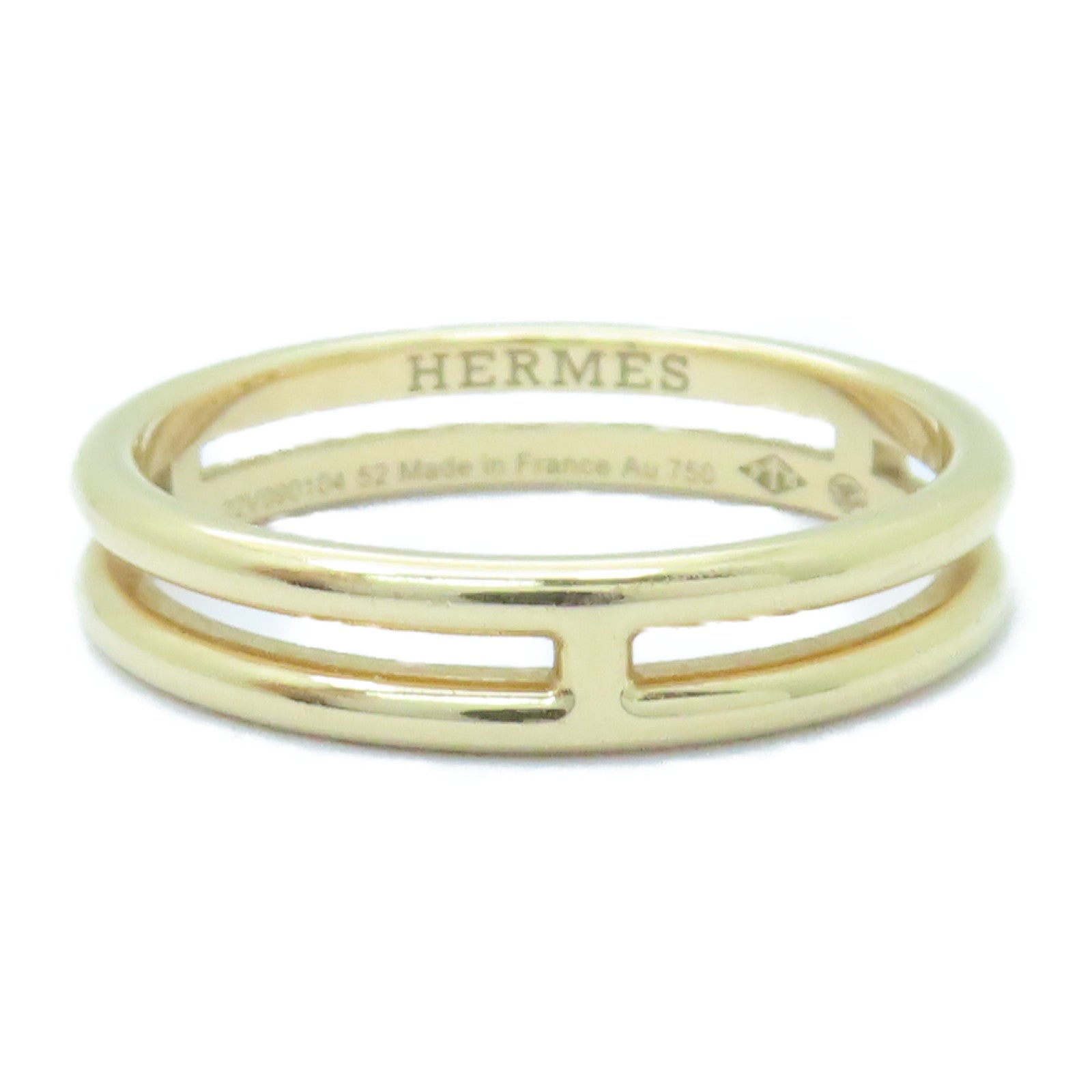 HERMES 18K黃金Ariane Wedding Band Ring戒指#52/US#6.25