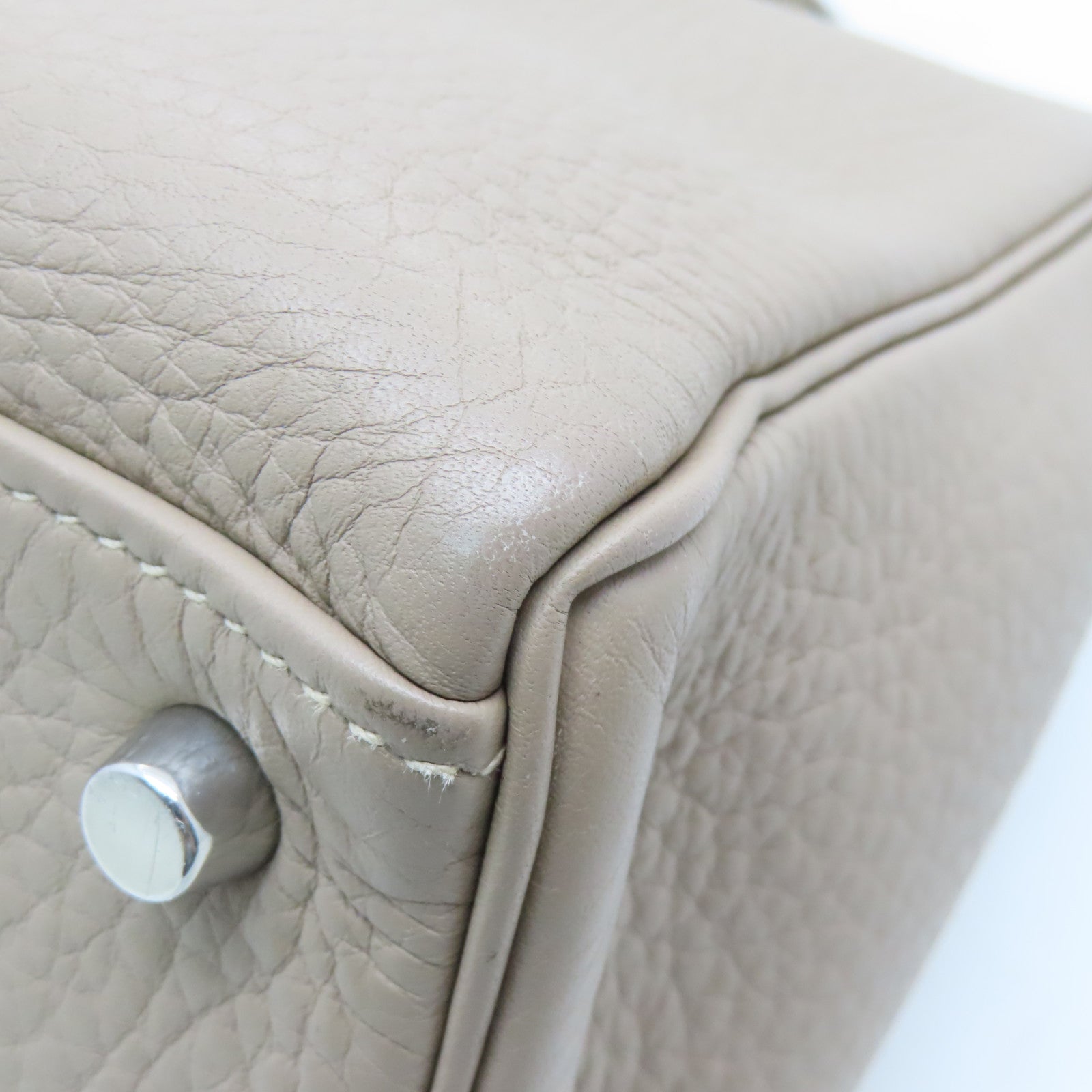 HERMES Togo皮革Kelly 35銀扣手挽袋米色