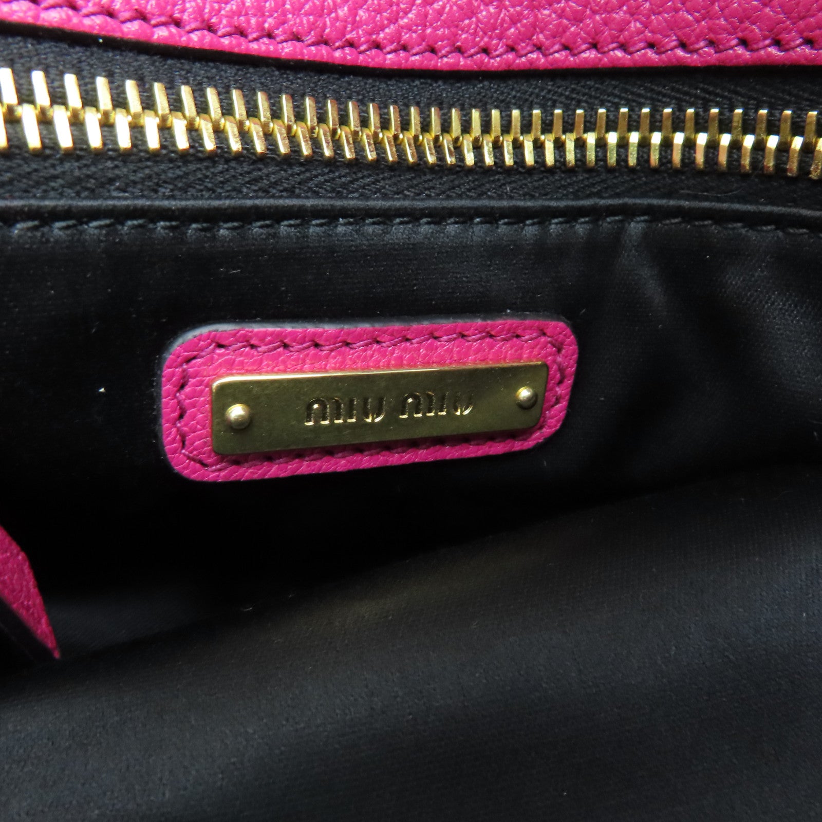 Miu Miu cowhide leather 2 Way Shoulder gold buckle handle shoulder bag pink