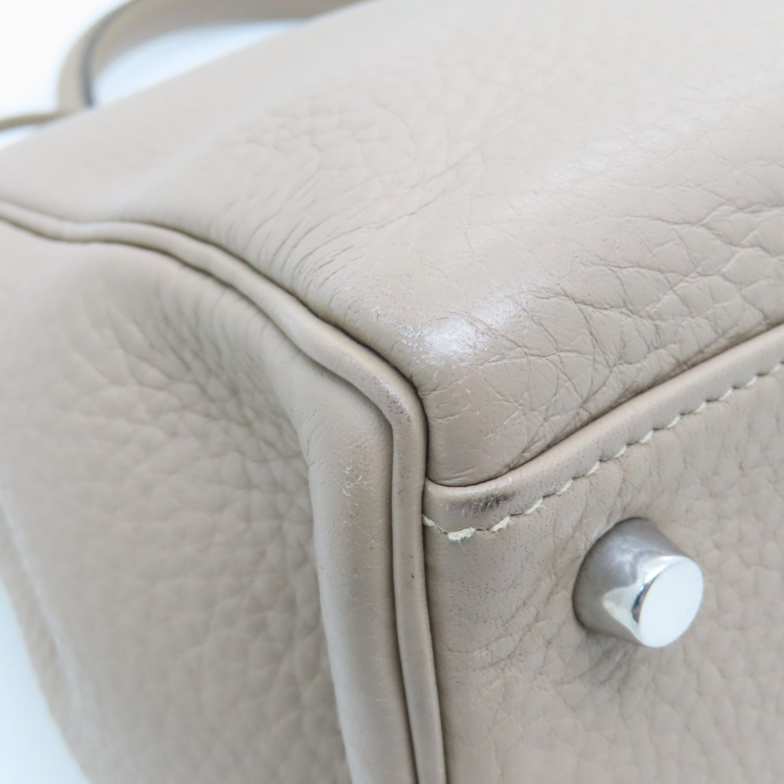 HERMES Togo皮革Kelly 35銀扣手挽袋米色