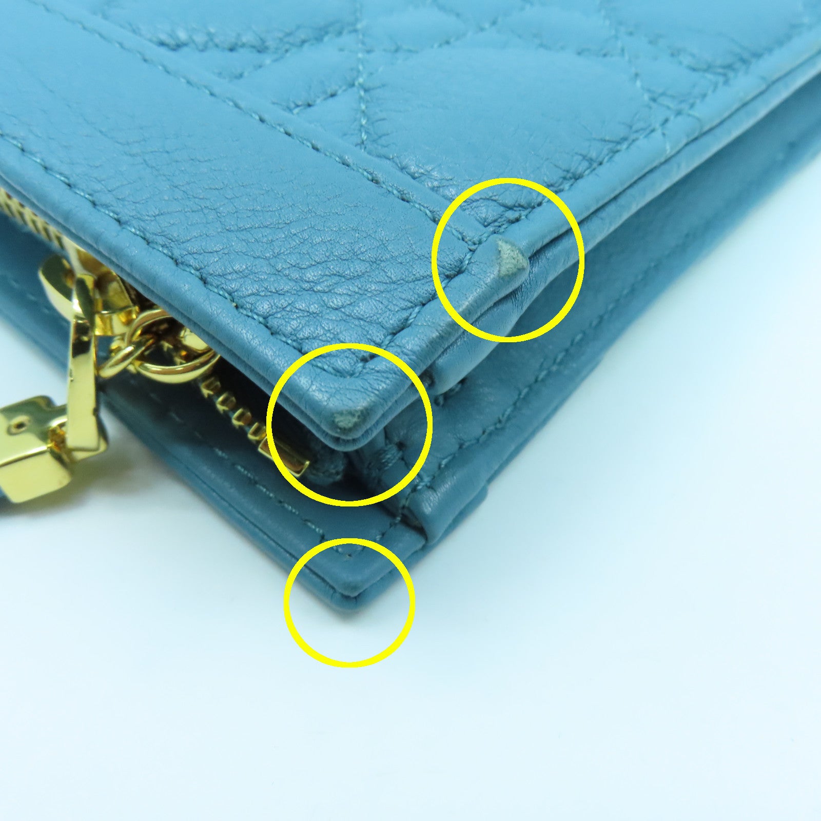 Dior cowhide leather Chain Shoulder gold buckle chain shoulder bag blue