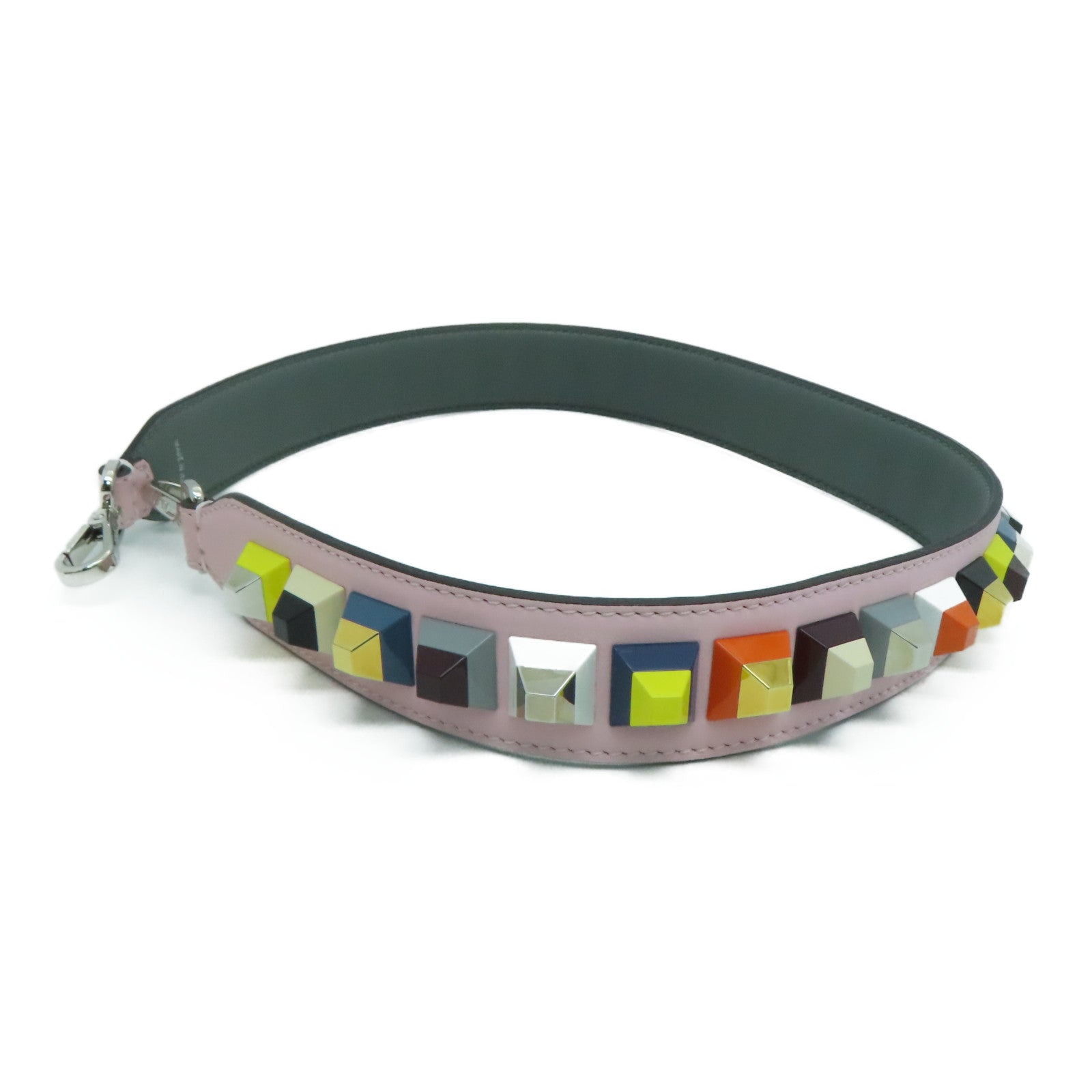 FENDI 牛皮皮革Shoulder Strap银扣肩背带粉红色