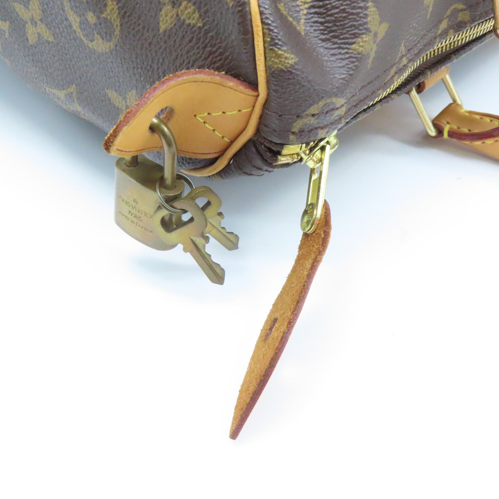 LOUIS VUITTON Monogram Speedy 35 Gold Buckle Handle Bag Brown