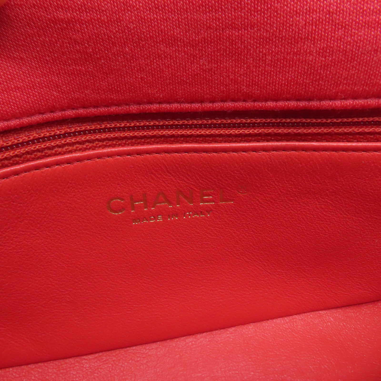 CHANEL 菱格布料Chain Shoulder Bag金扣鏈帶肩背袋紅色