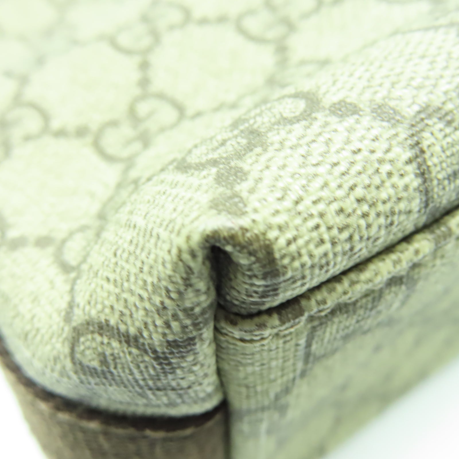 GUCCI 塗層帆布Shoulder Bag銀扣肩背袋棕色