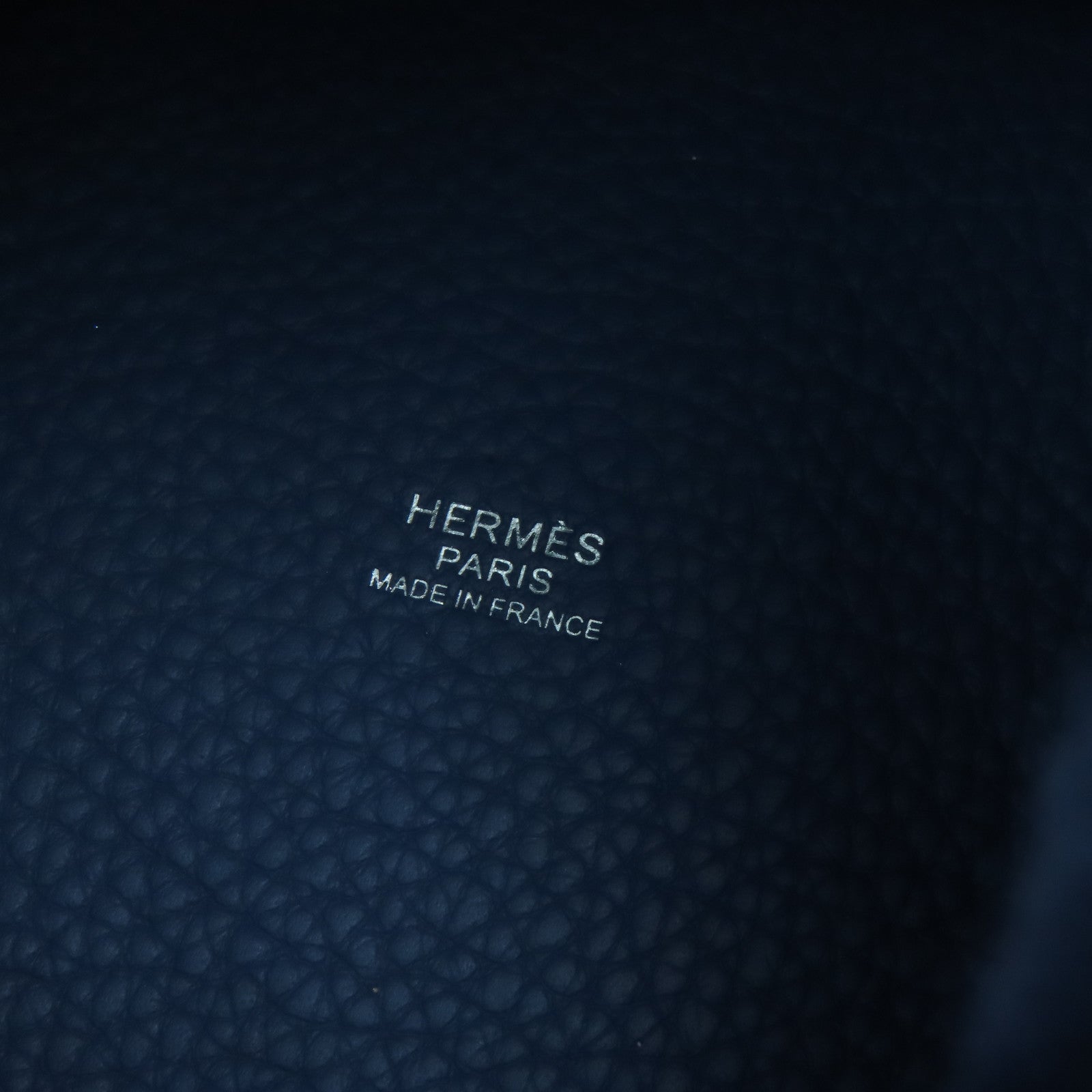 HERMES Clemence Leather Picotin PM Silver Buckle Handle Bag Sapphire/Bright Blue