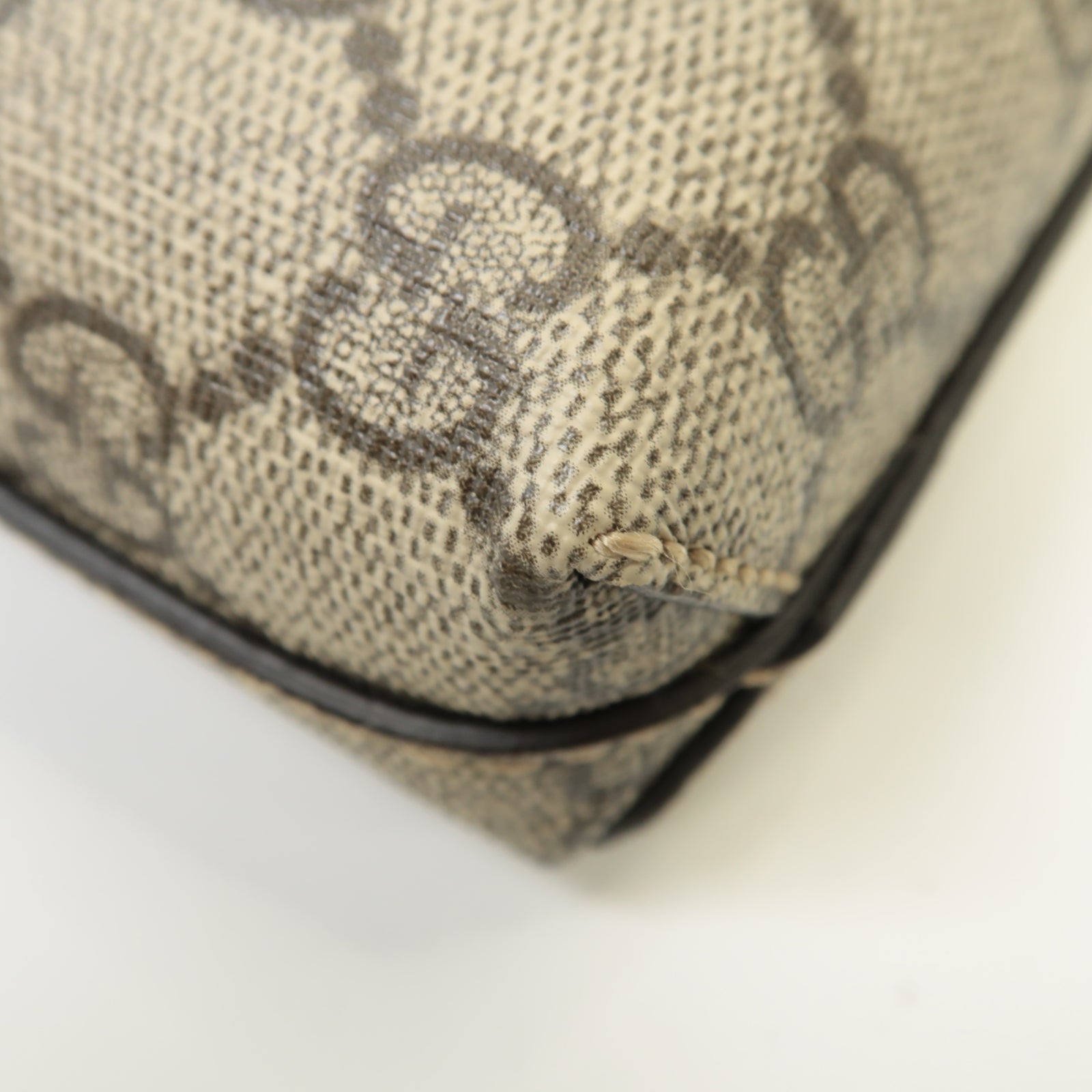 GUCCI 塗層帆布Shoulder Bag金扣肩背袋棕色