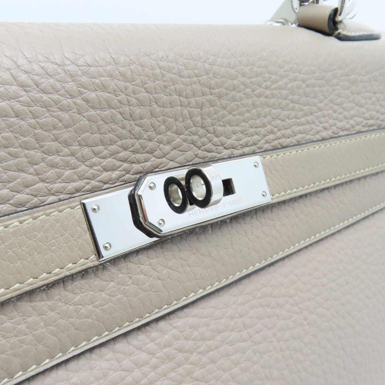 HERMES Togo皮革Kelly 35銀扣手挽袋米色