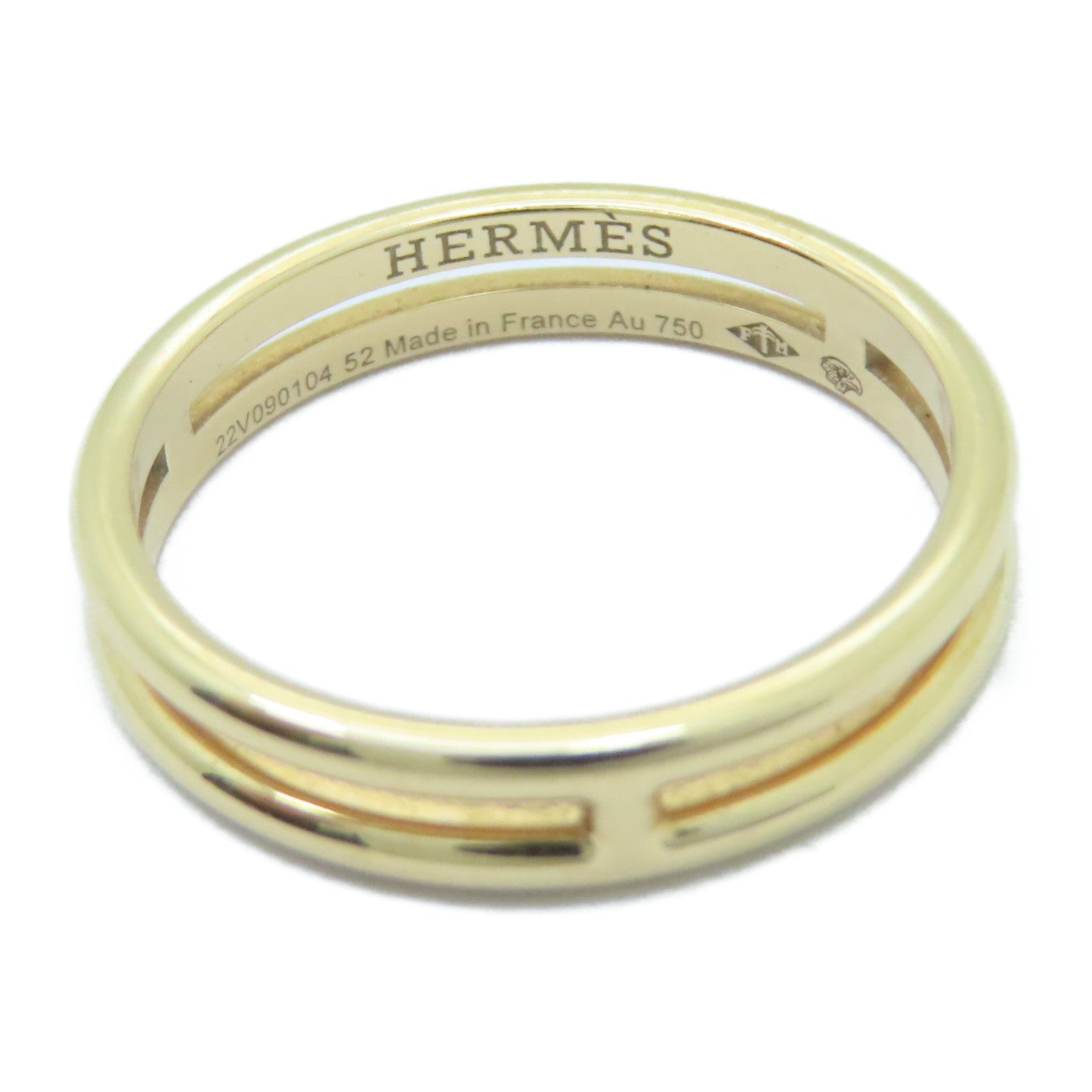 HERMES 18K黃金Ariane Wedding Band Ring戒指#52/US#6.25