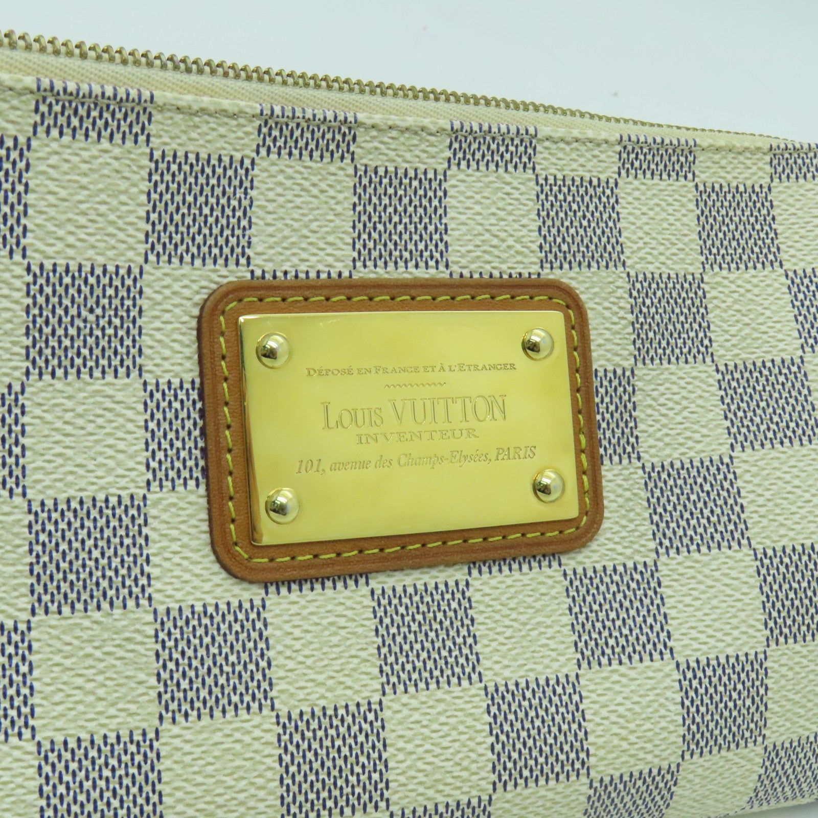 LOUIS VUITTON Damier Azur Eva金扣手挽肩背兩用袋白色