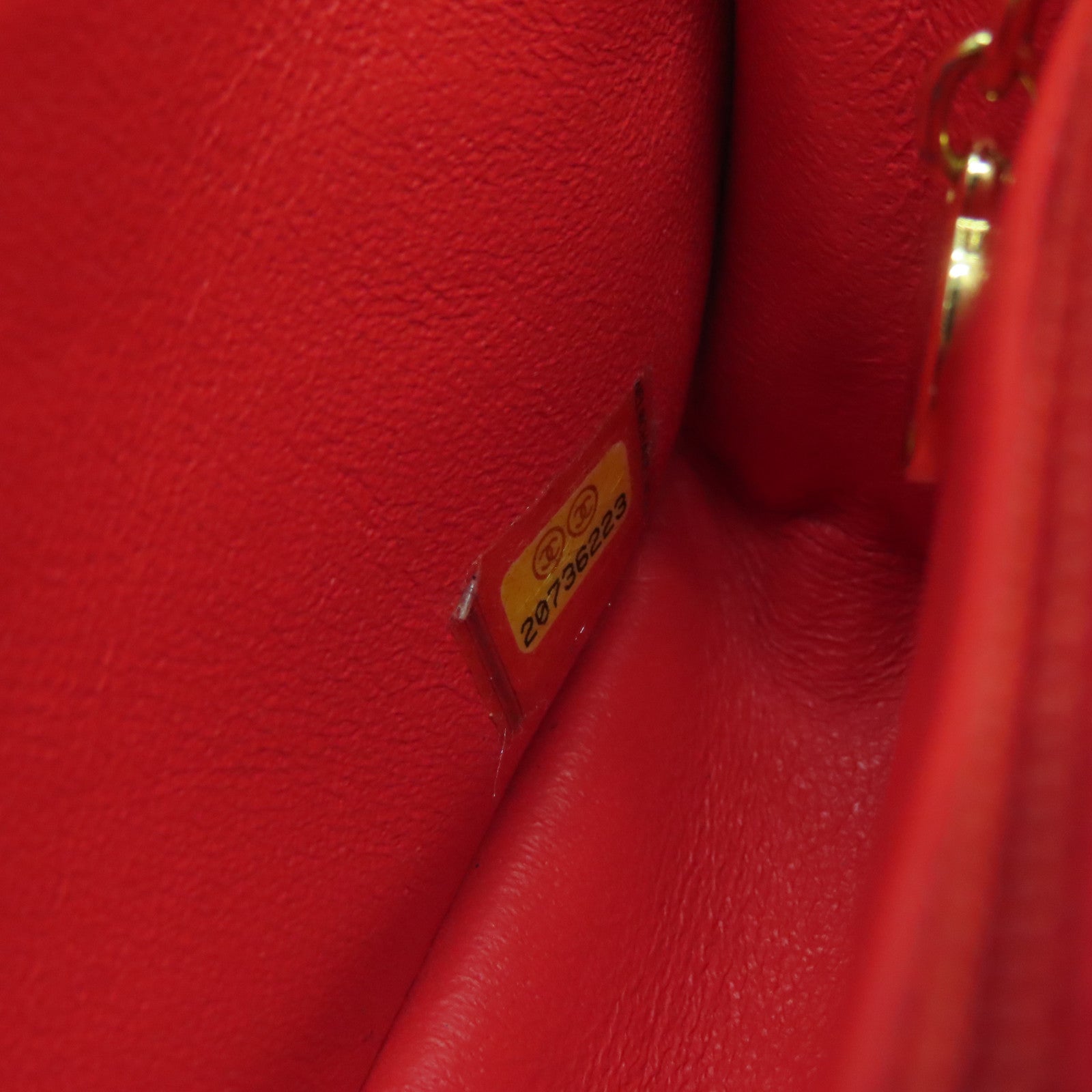 CHANEL 菱格布料Chain Shoulder Bag金扣鏈帶肩背袋紅色