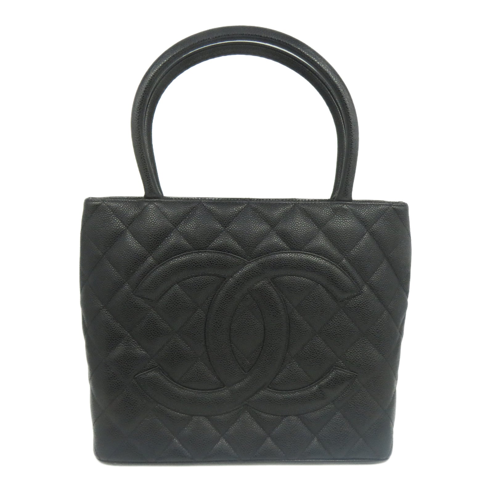 CHANEL 菱格Caviar皮革Vintage Bag金扣肩背袋黑色