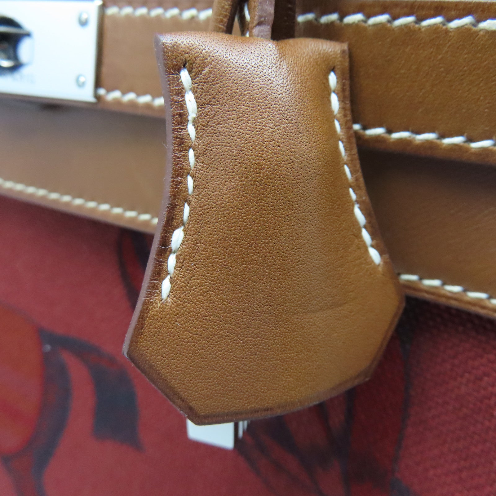 HERMES Canvas Retourne帆布/牛皮皮革Kelly 28 Limited Edition Of Horse銀扣手挽肩背兩用袋紅色/棕色