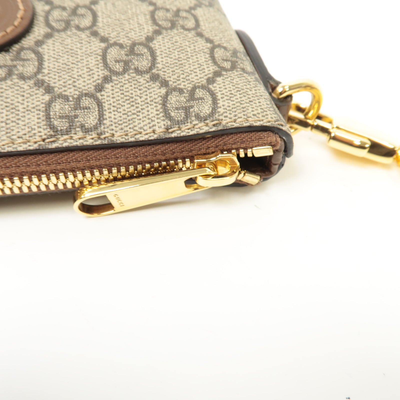 GUCCI 塗層帆布Shoulder Bag金扣肩背袋棕色