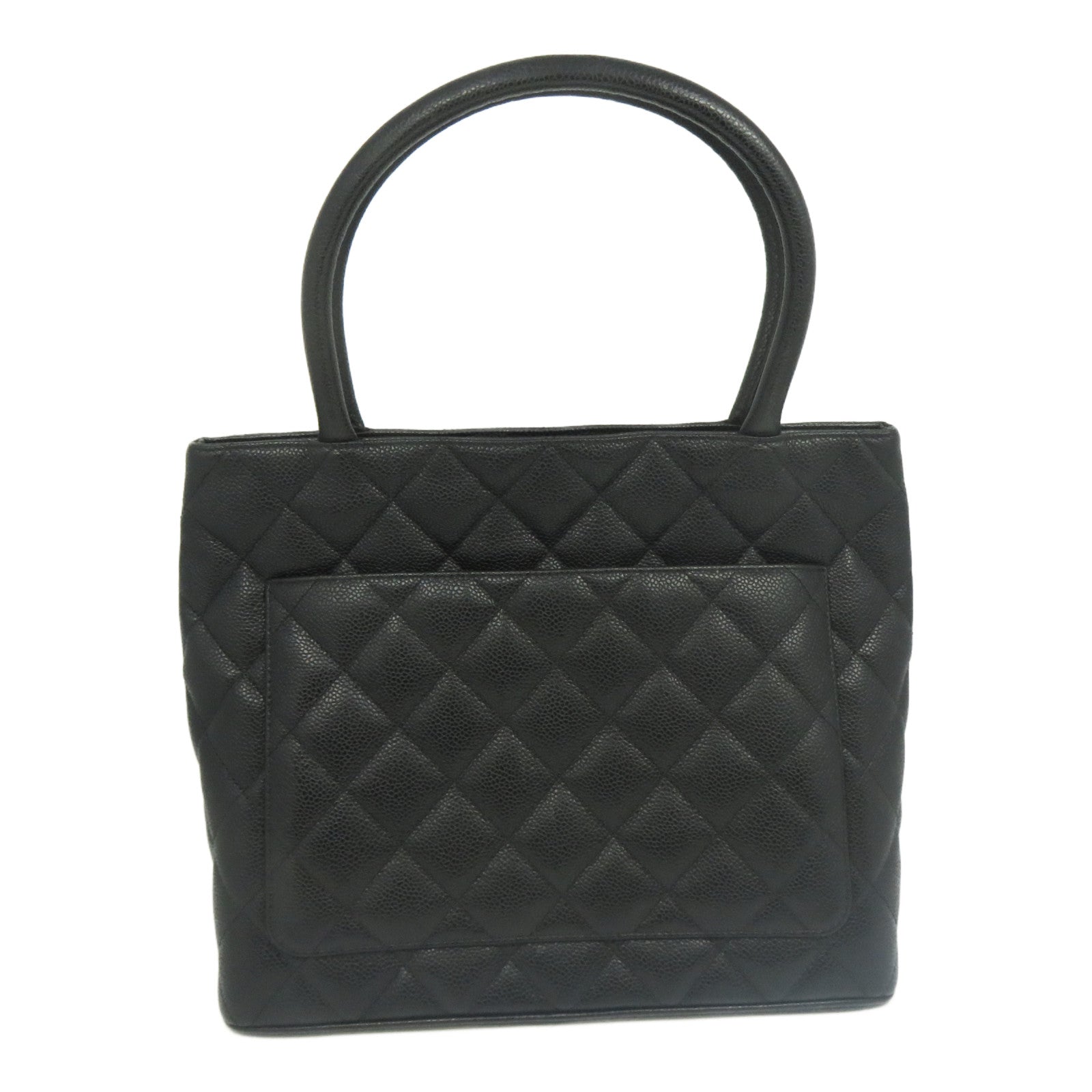 CHANEL 菱格Caviar皮革Vintage Bag金扣肩背袋黑色