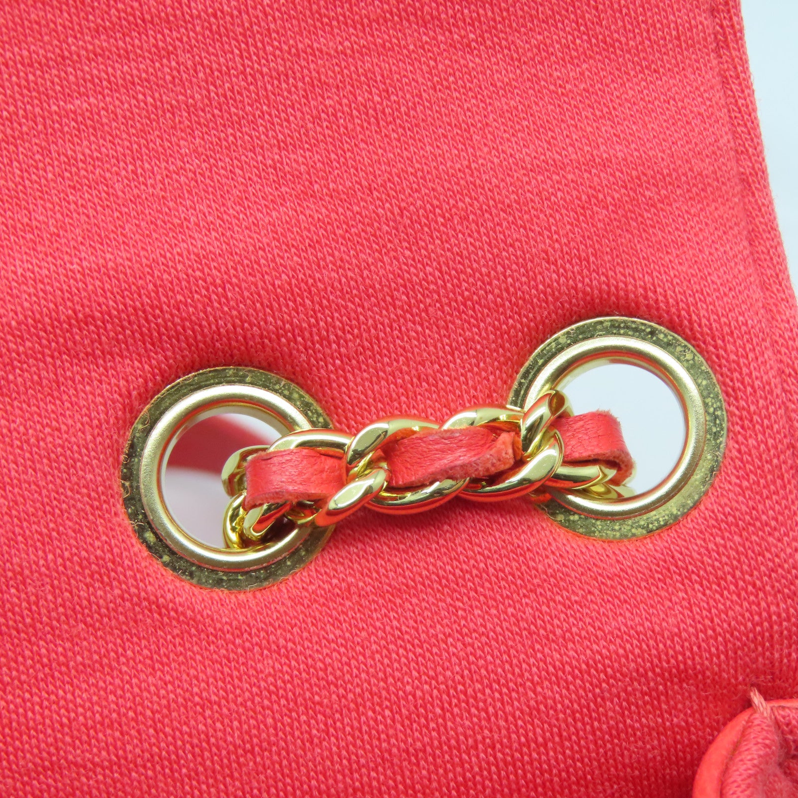 CHANEL 菱格布料Chain Shoulder Bag金扣鏈帶肩背袋紅色