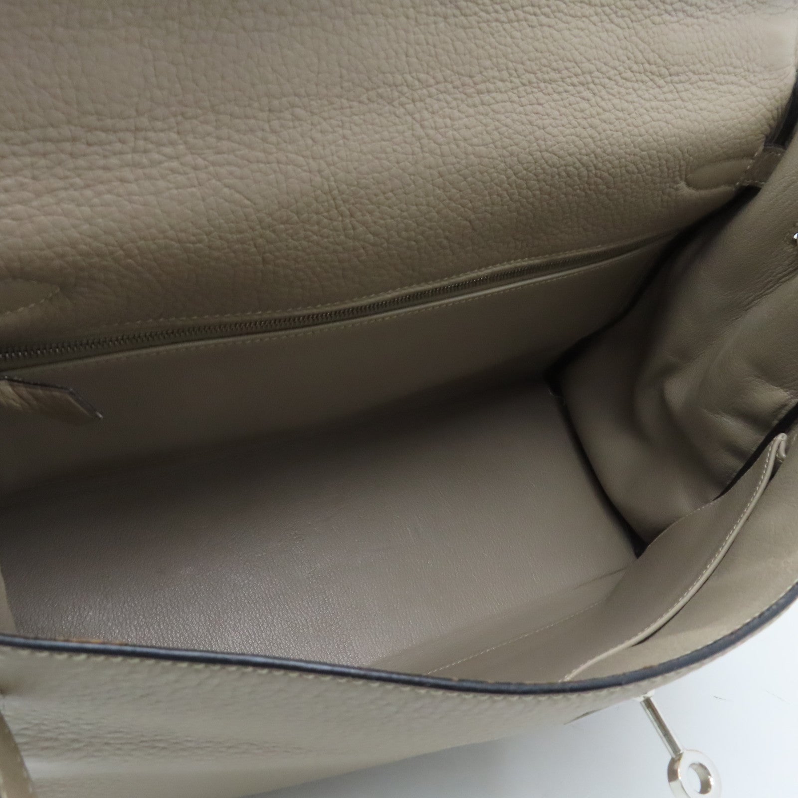 HERMES Togo皮革Kelly 35銀扣手挽袋米色