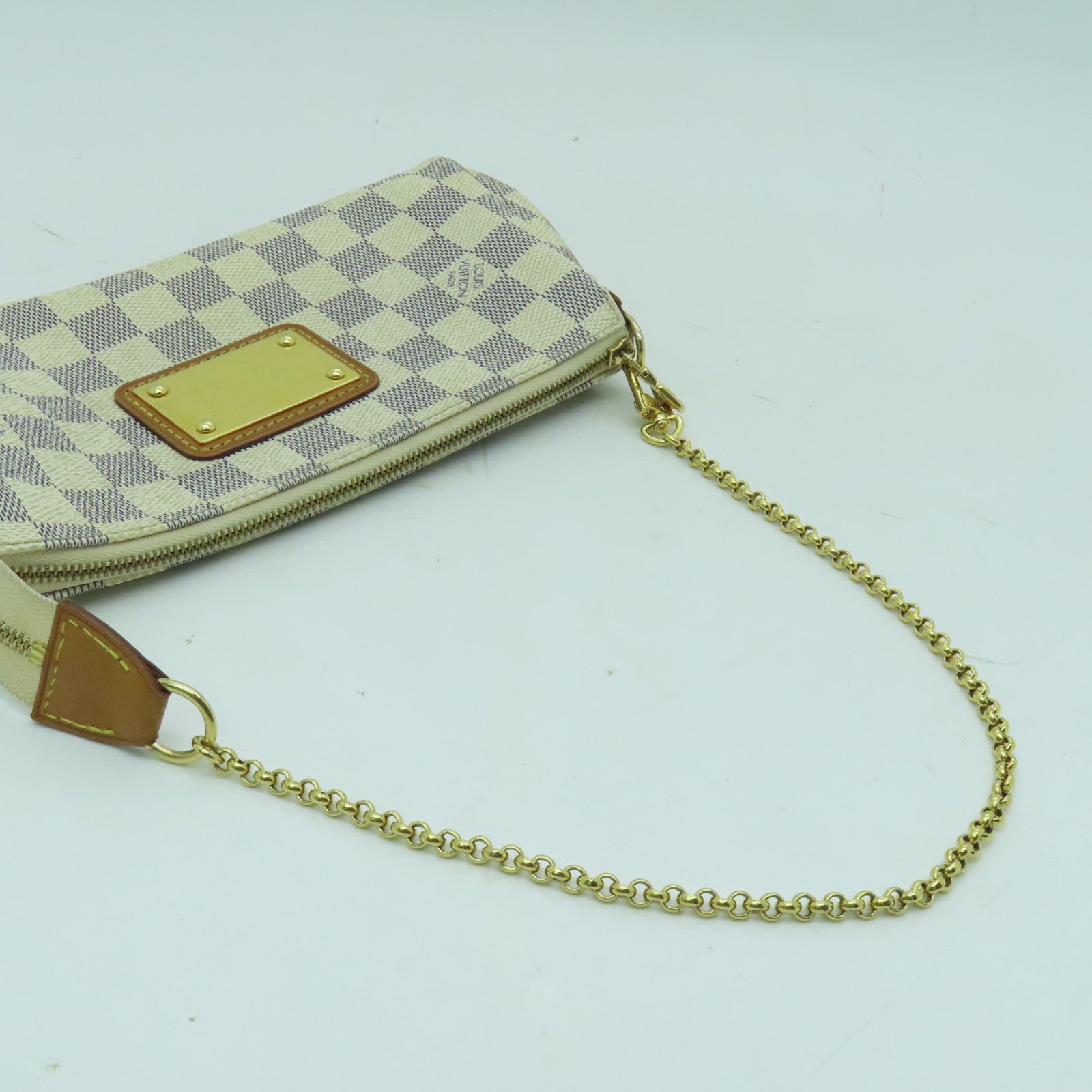LOUIS VUITTON Damier Azur Eva金扣手挽肩背兩用袋白色