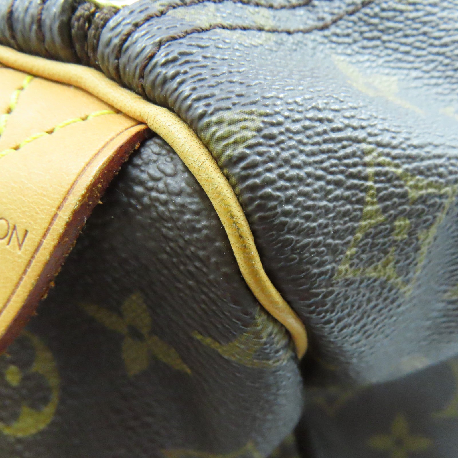 LOUIS VUITTON Monogram Speedy 35 Gold Buckle Handle Bag Brown
