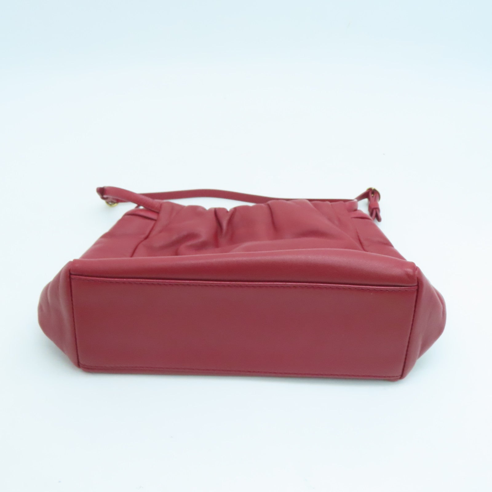 LOEWE Cowhide Leather Handbag Gold Buckle Hand Bag Red