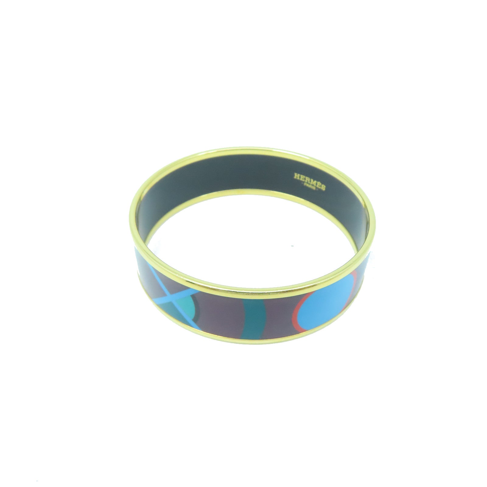 HERMES metal Bangle gold buckle bracelet blue green