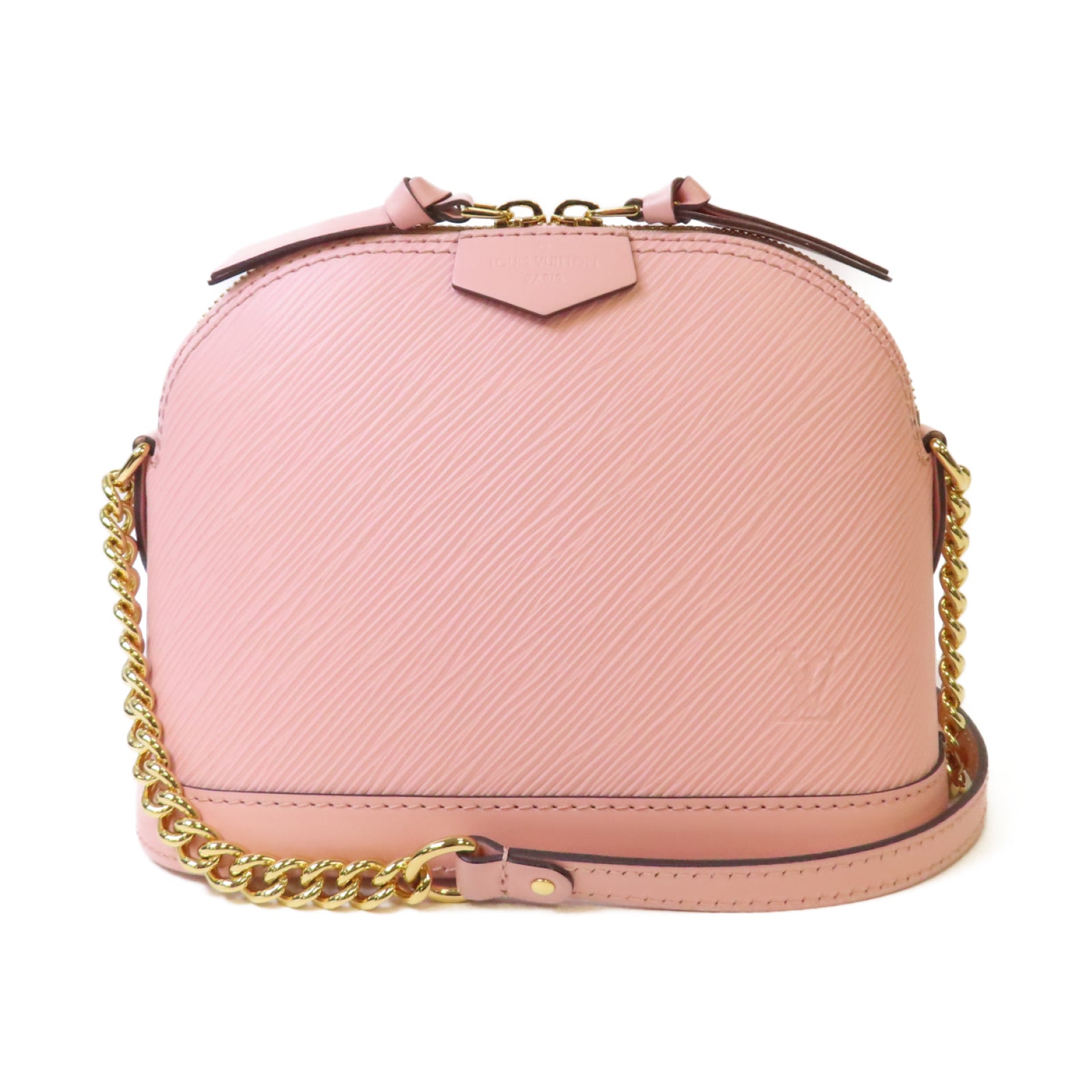 LOUIS VUITTON Epi Alma Mini Bag金扣鏈帶肩背袋粉紅色