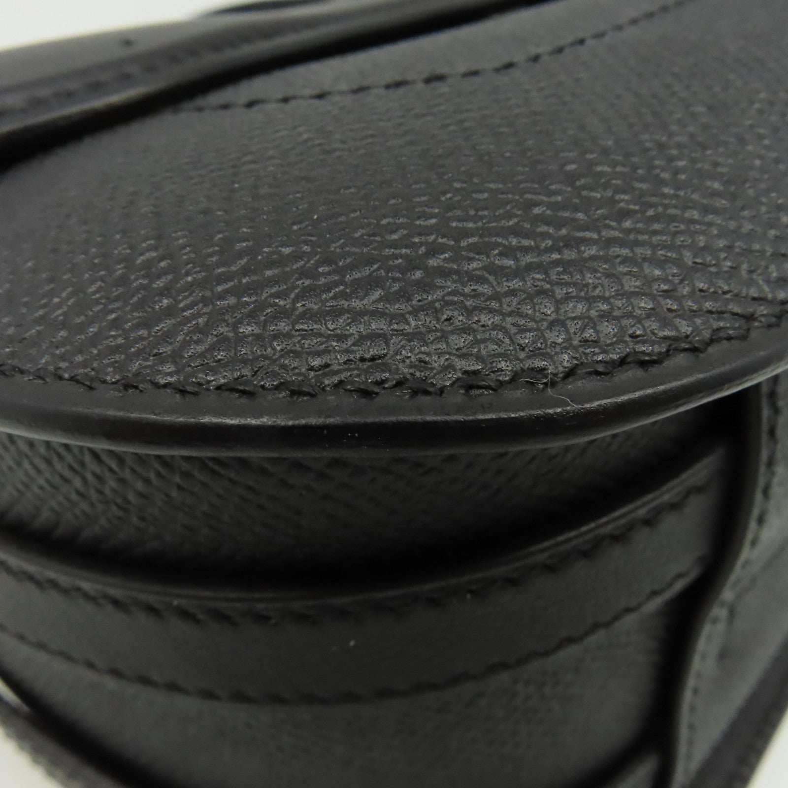 HERMES Swift皮革/Epsom皮革Harnais Shoulder Bag銀扣肩背袋黑色