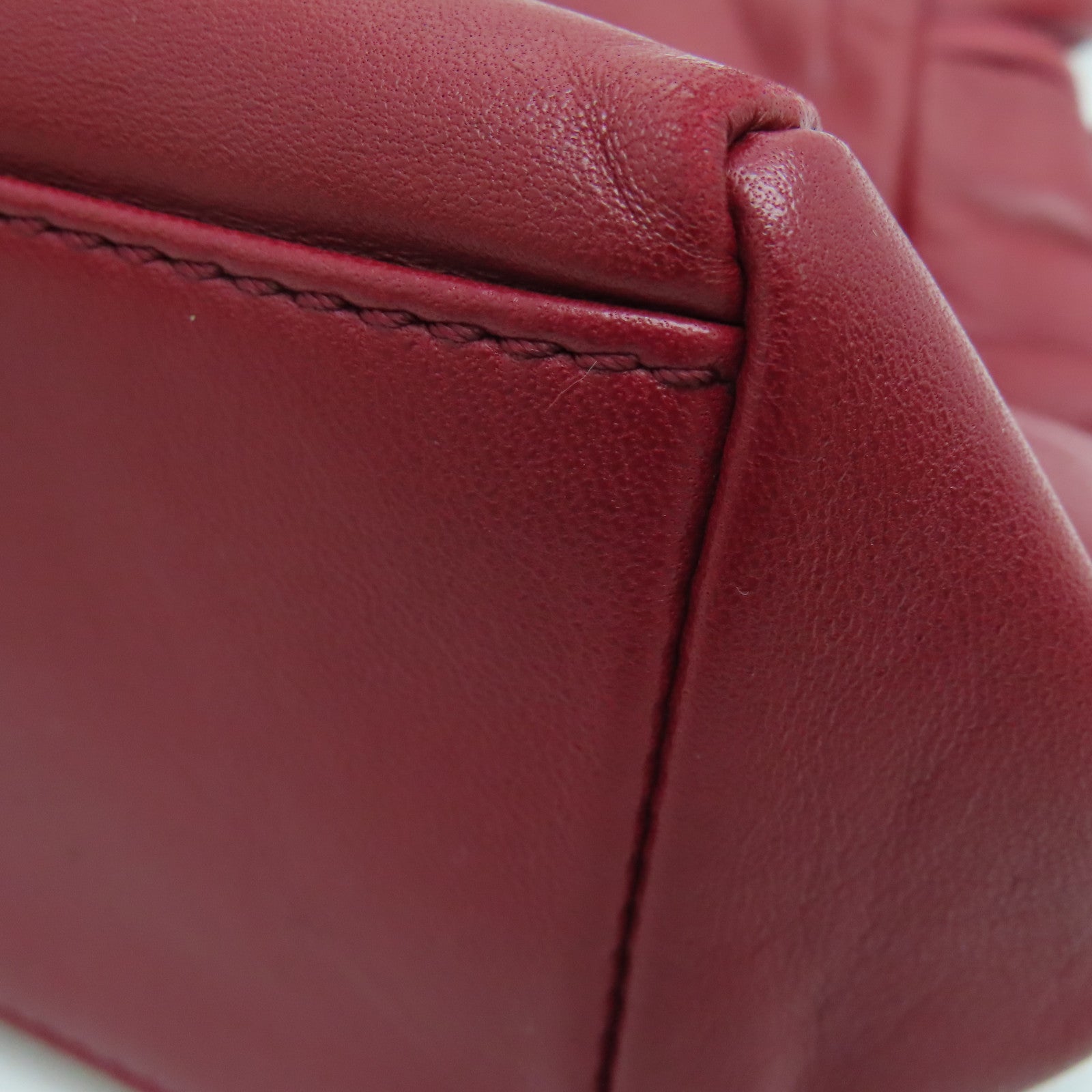 LOEWE Cowhide Leather Handbag Gold Buckle Hand Bag Red
