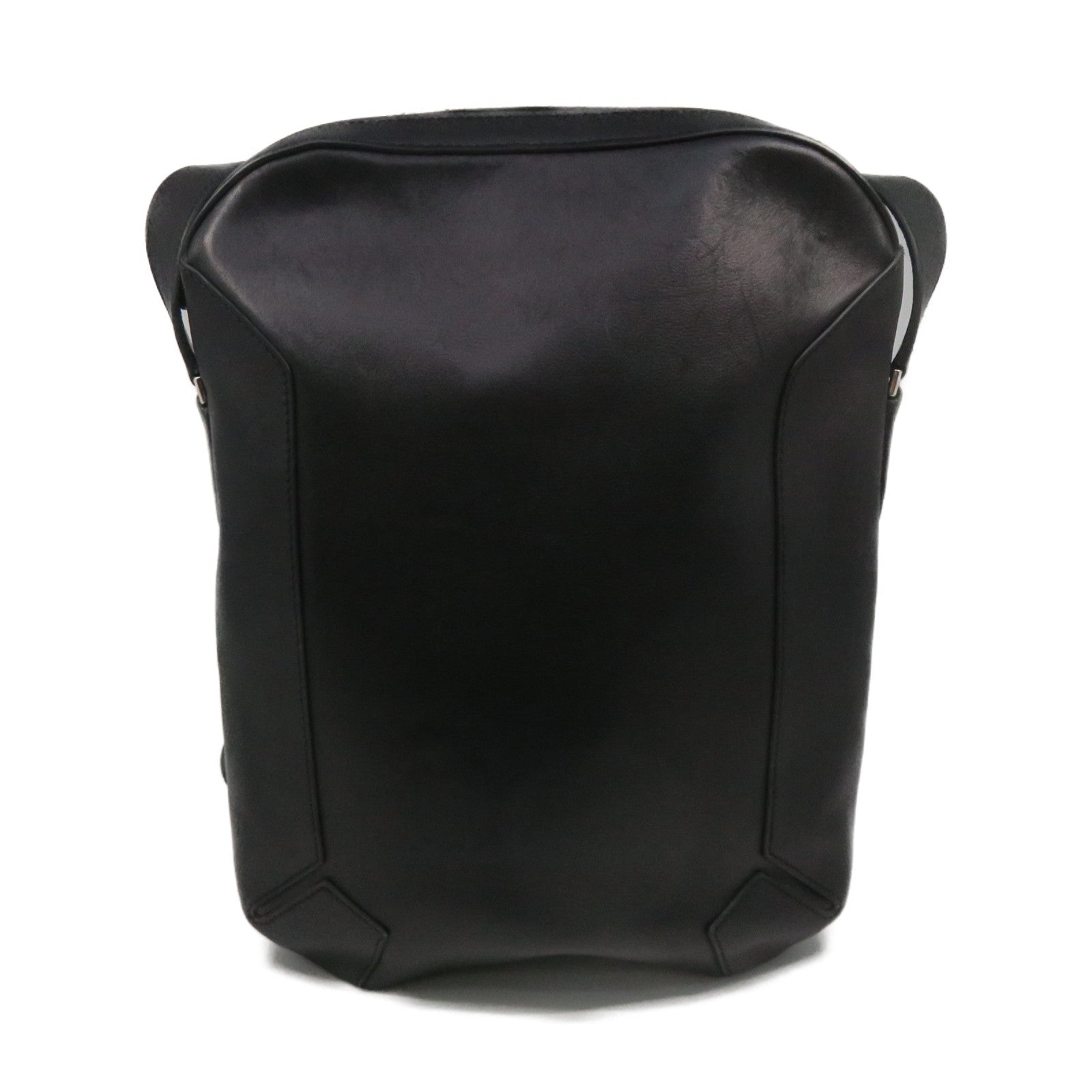 HERMES Cowhide Leather Shoulder Bag Black