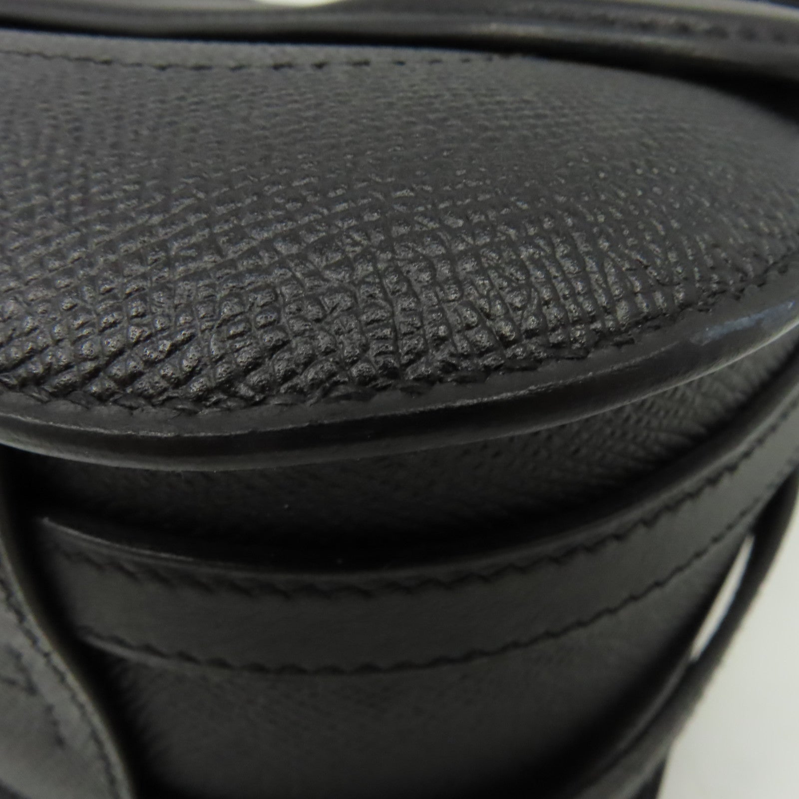 HERMES Swift皮革/Epsom皮革Harnais Shoulder Bag銀扣肩背袋黑色