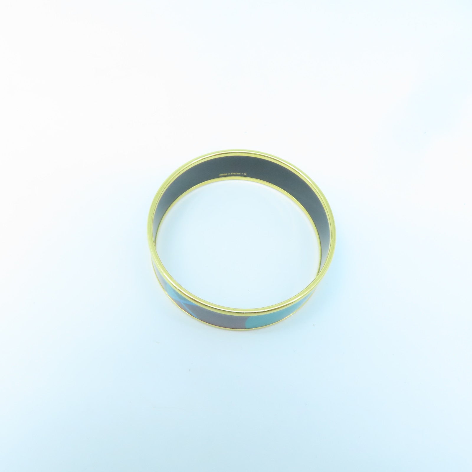 HERMES metal Bangle gold buckle bracelet blue green