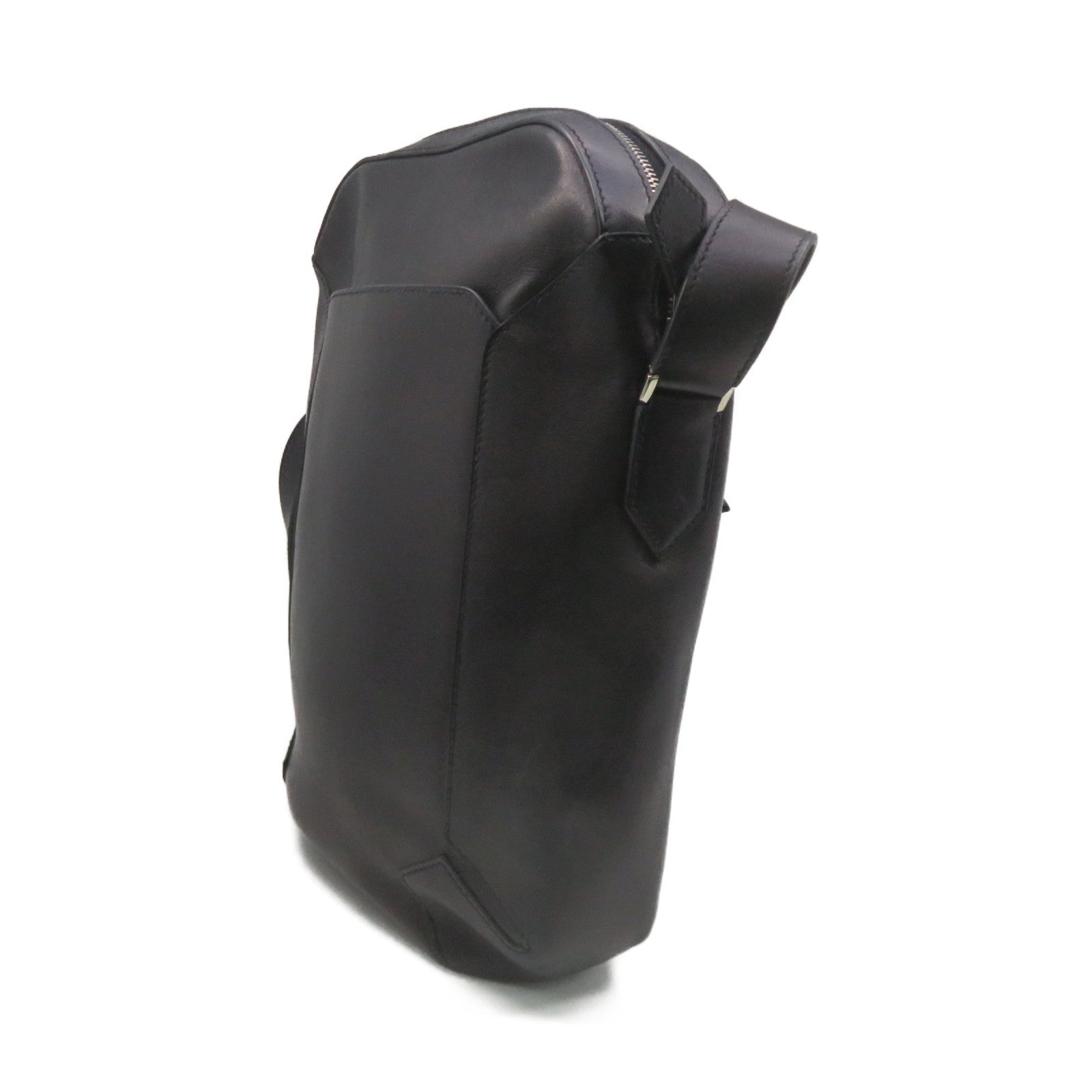 HERMES Cowhide Leather Shoulder Bag Black