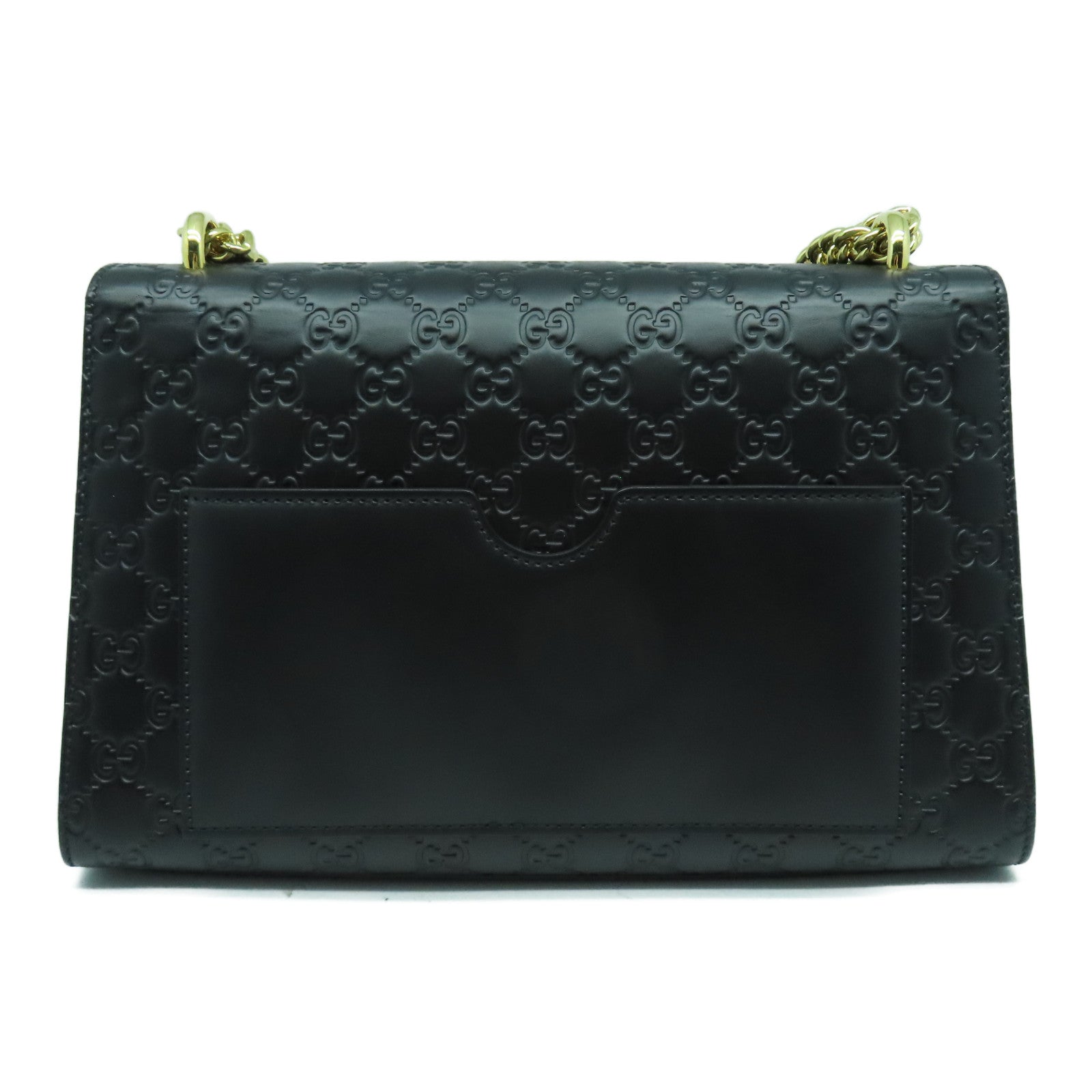 GUCCI 牛皮皮革Shoulder Bag金扣鏈帶肩背袋黑色