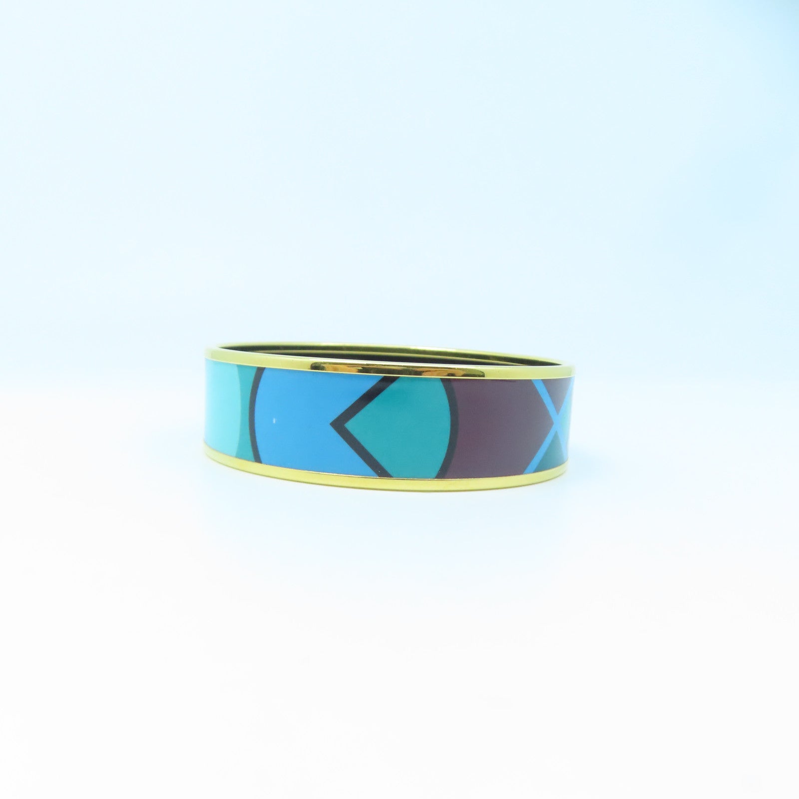 HERMES metal Bangle gold buckle bracelet blue green
