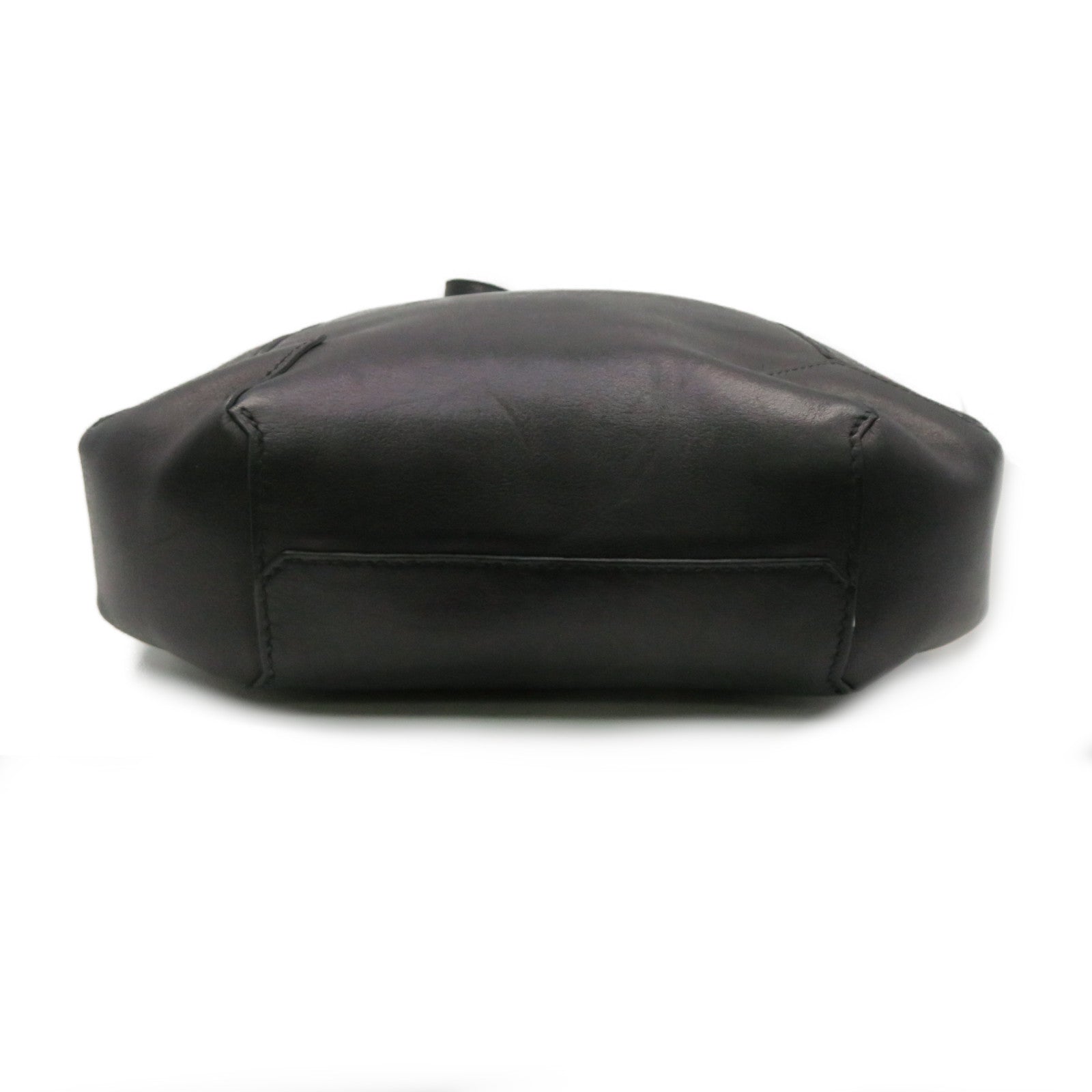 HERMES Cowhide Leather Shoulder Bag Black