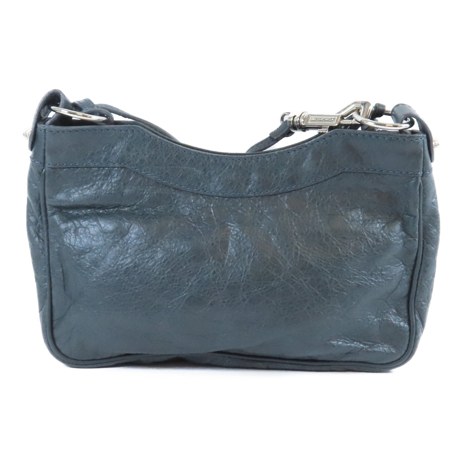 BALENCIAGA 牛皮皮革Gaint Hip銀扣肩背袋深灰色