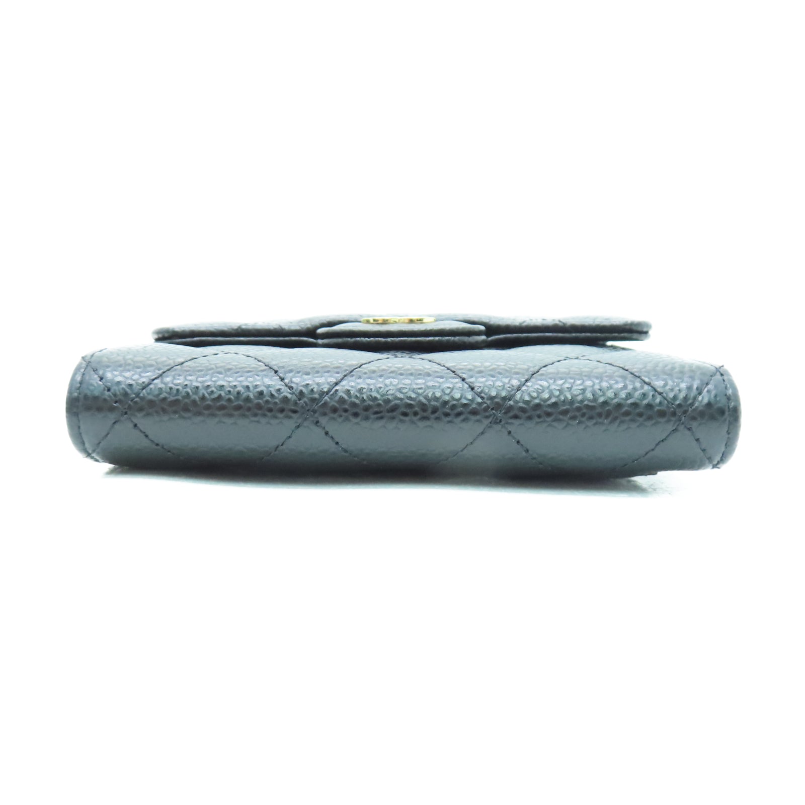 CHANEL 菱格Caviar皮革Wallet金扣錢包黑色