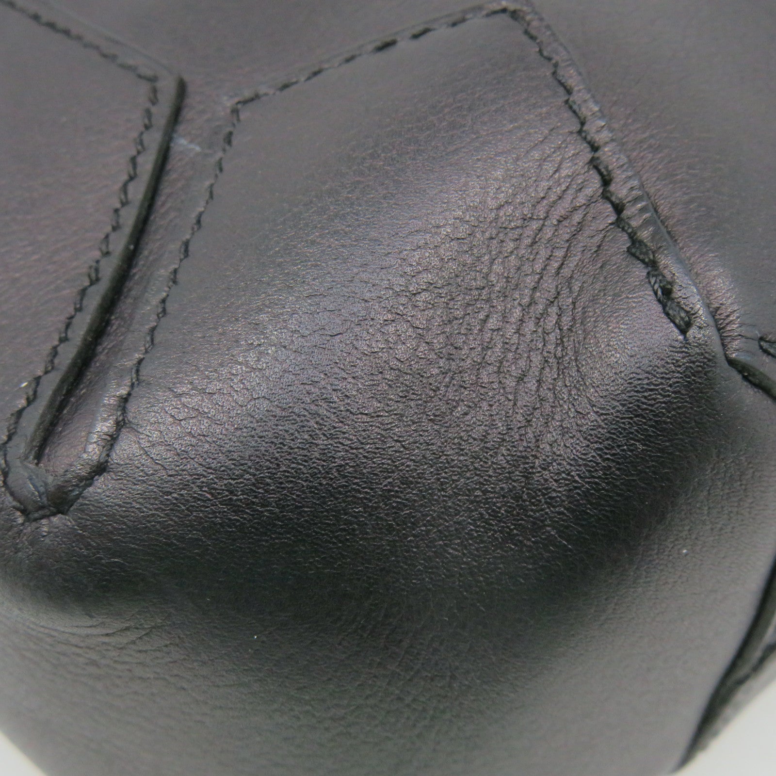 HERMES Cowhide Leather Shoulder Bag Black